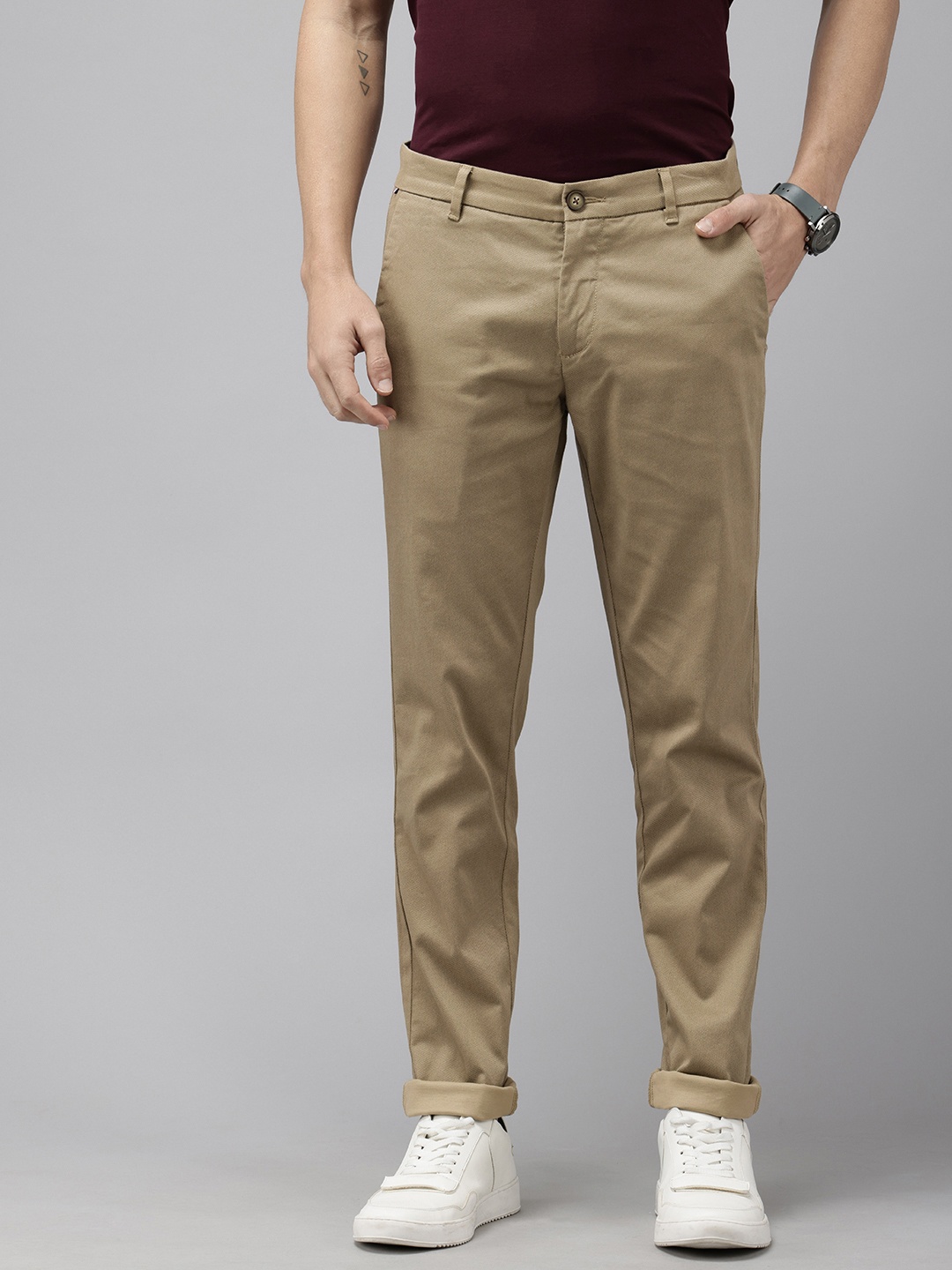 

U.S. Polo Assn. Men Printed Austin Trim Fit Casual Trousers, Khaki