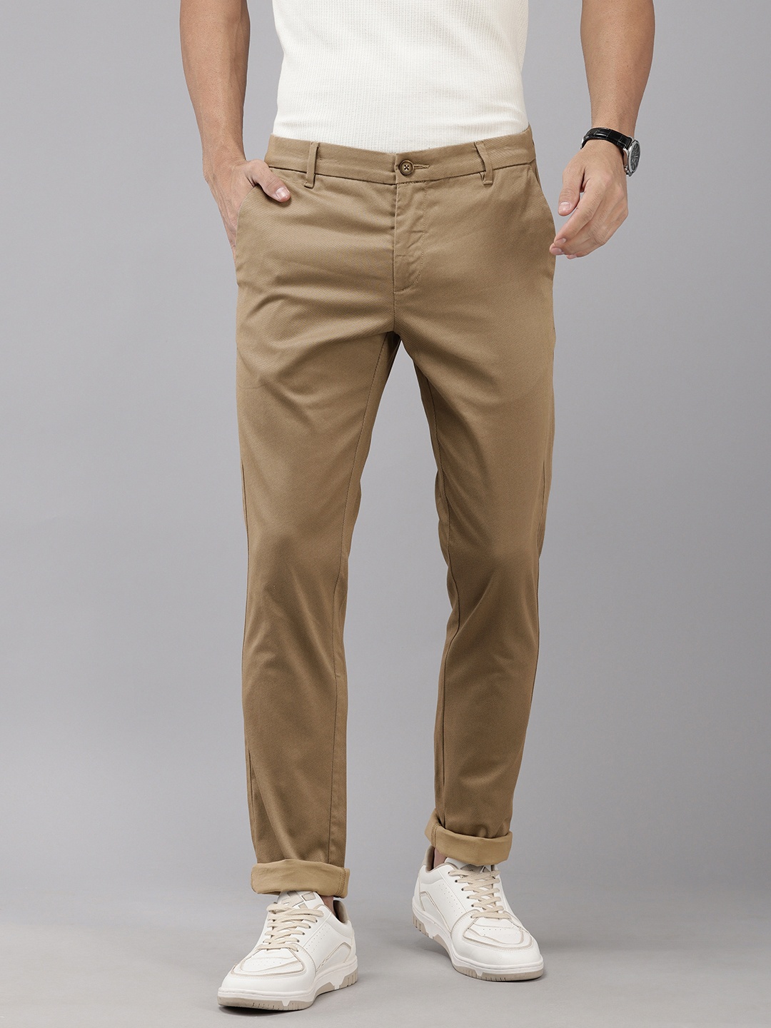 

U.S. Polo Assn. Men Micro Ditsy Printed Denver Slim Fit Trousers, Khaki