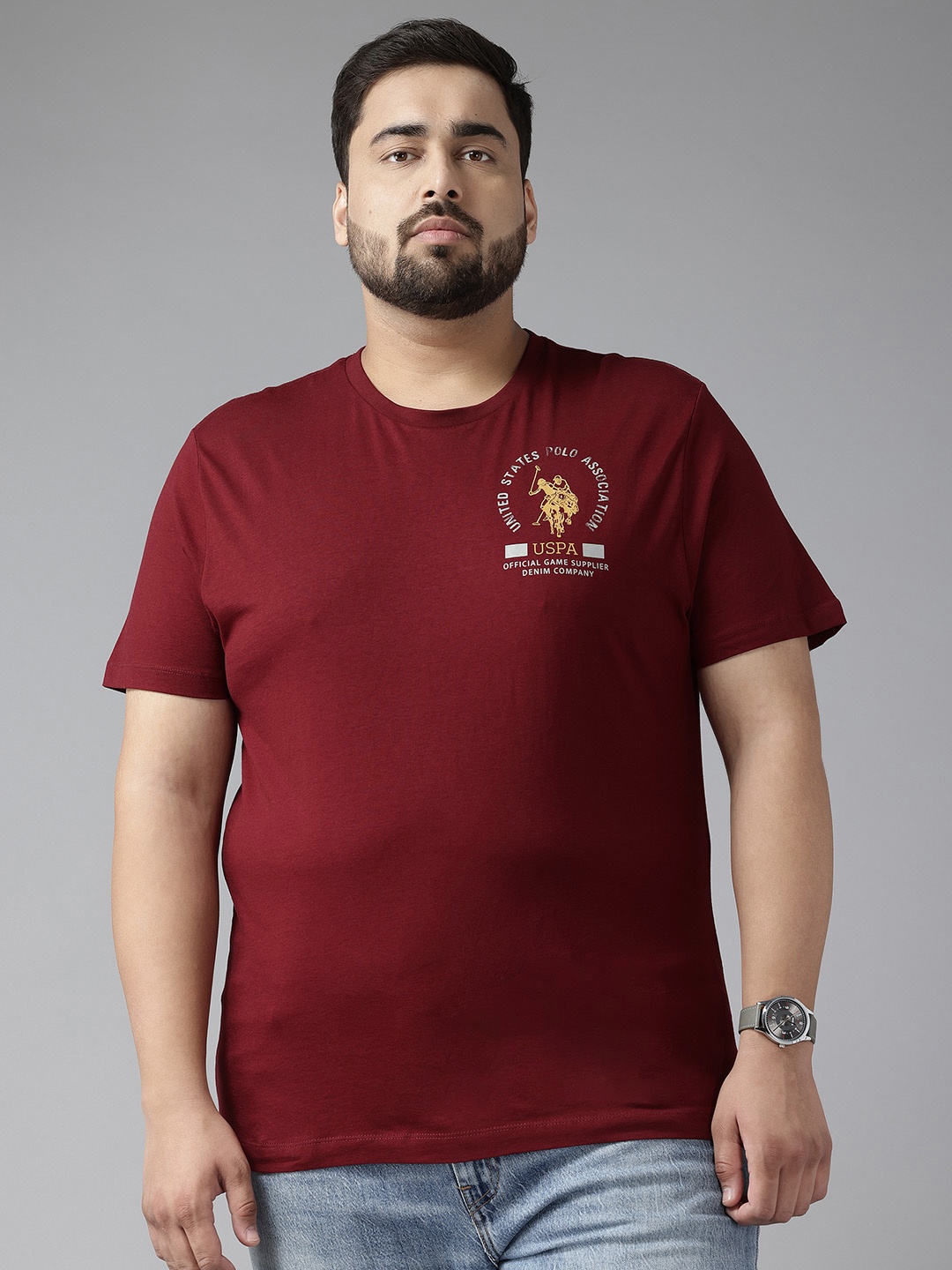 

U.S. Polo Assn. Denim Co. Pure Cotton Slim Fit T-shirt, Maroon
