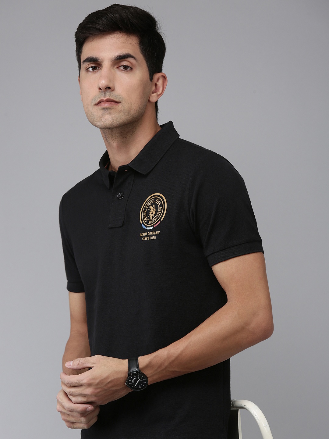 

U.S. Polo Assn. Denim Co. Polo Collar Pure Cotton Slim Fit T-shirt, Black