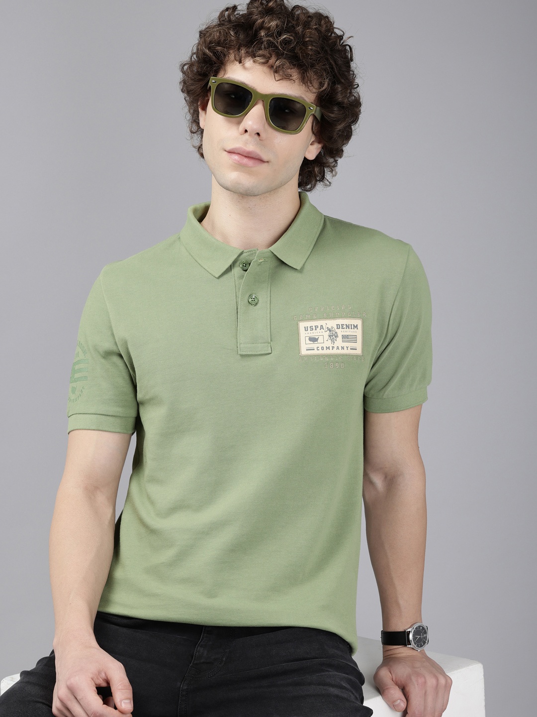 

U.S. Polo Assn. Denim Co. Polo Collar Pure Cotton Slim Fit T-shirt, Green