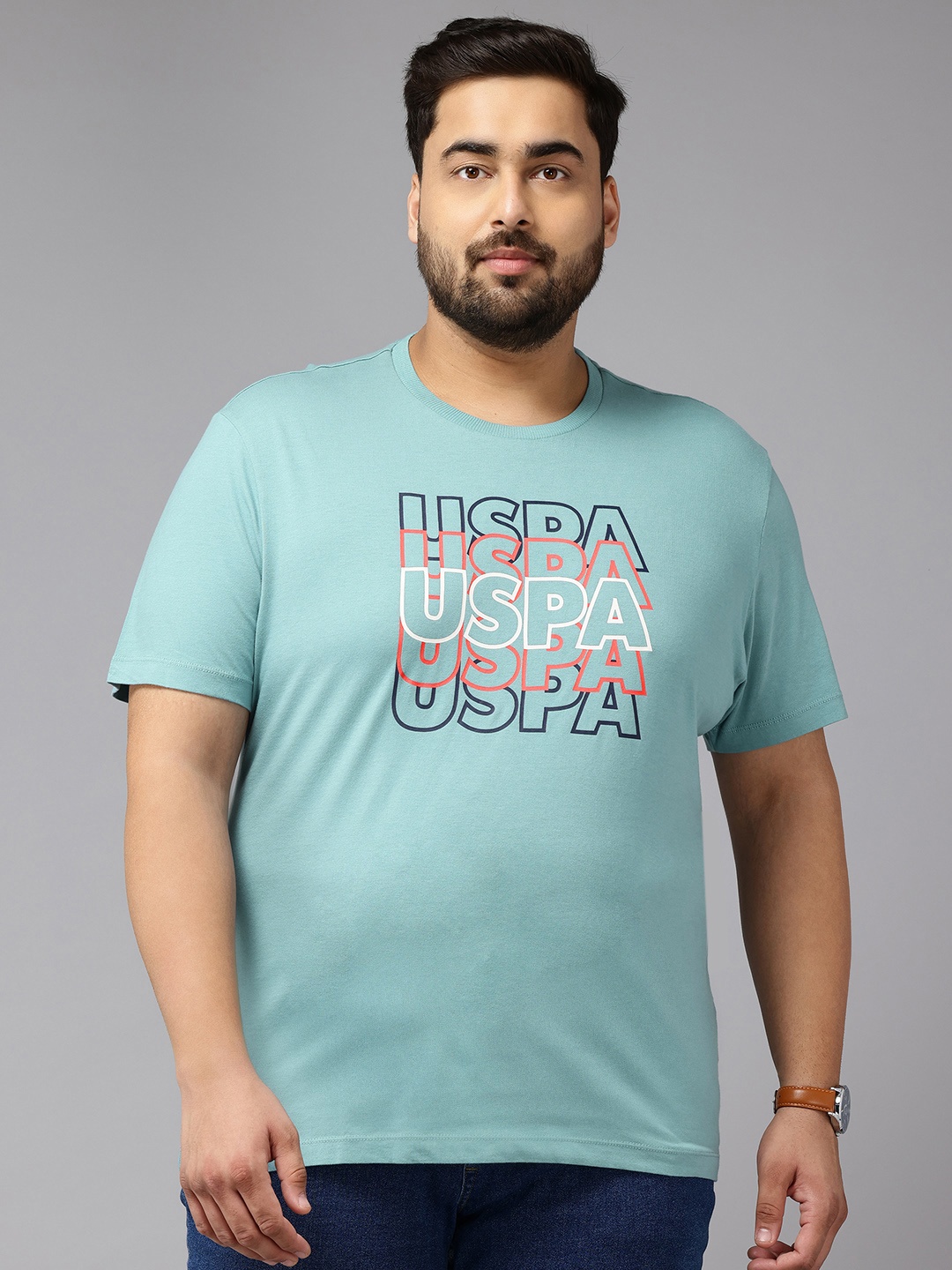 

U.S. Polo Assn. Denim Co. Plus Size Typography Printed Pure Cotton T-shirt, Blue