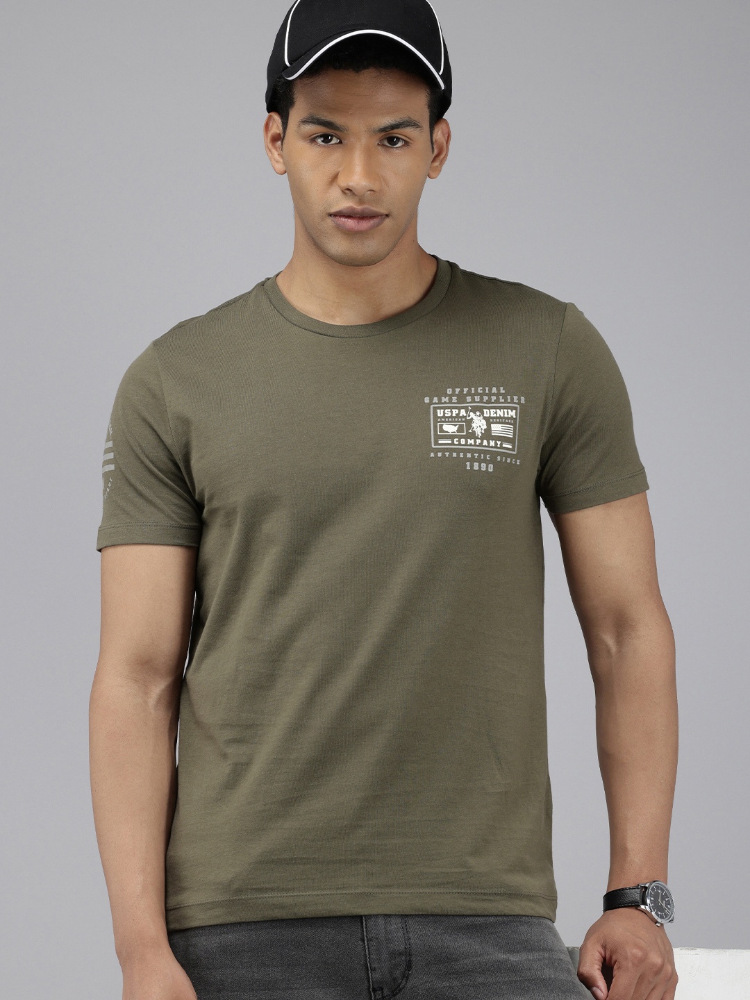 

U.S. Polo Assn. Denim Co. Pure Cotton Slim Fit T-shirt, Olive