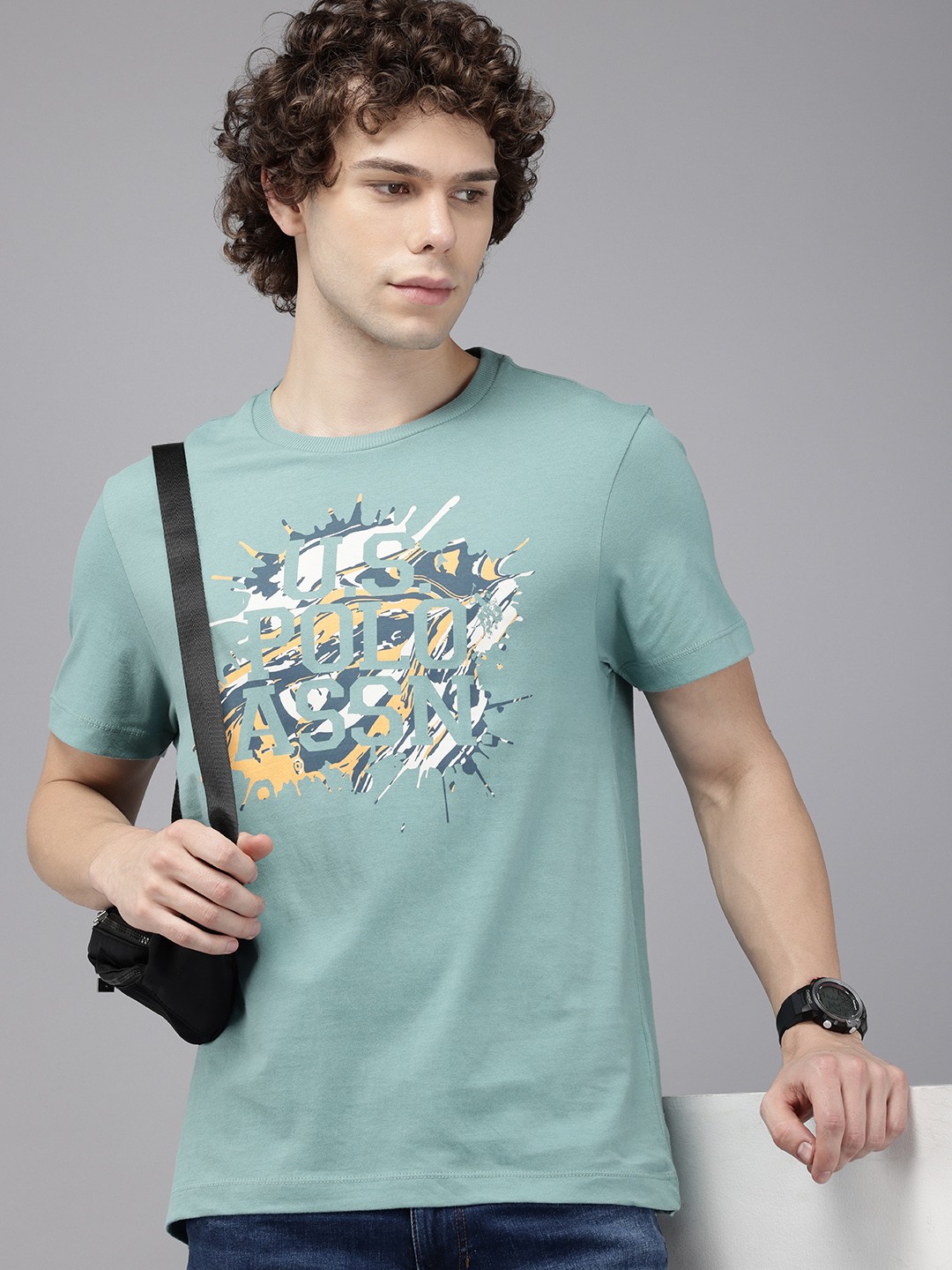

U.S. Polo Assn. Denim Co. Brand Logo Printed Pure Cotton Slim Fit T-shirt, Blue