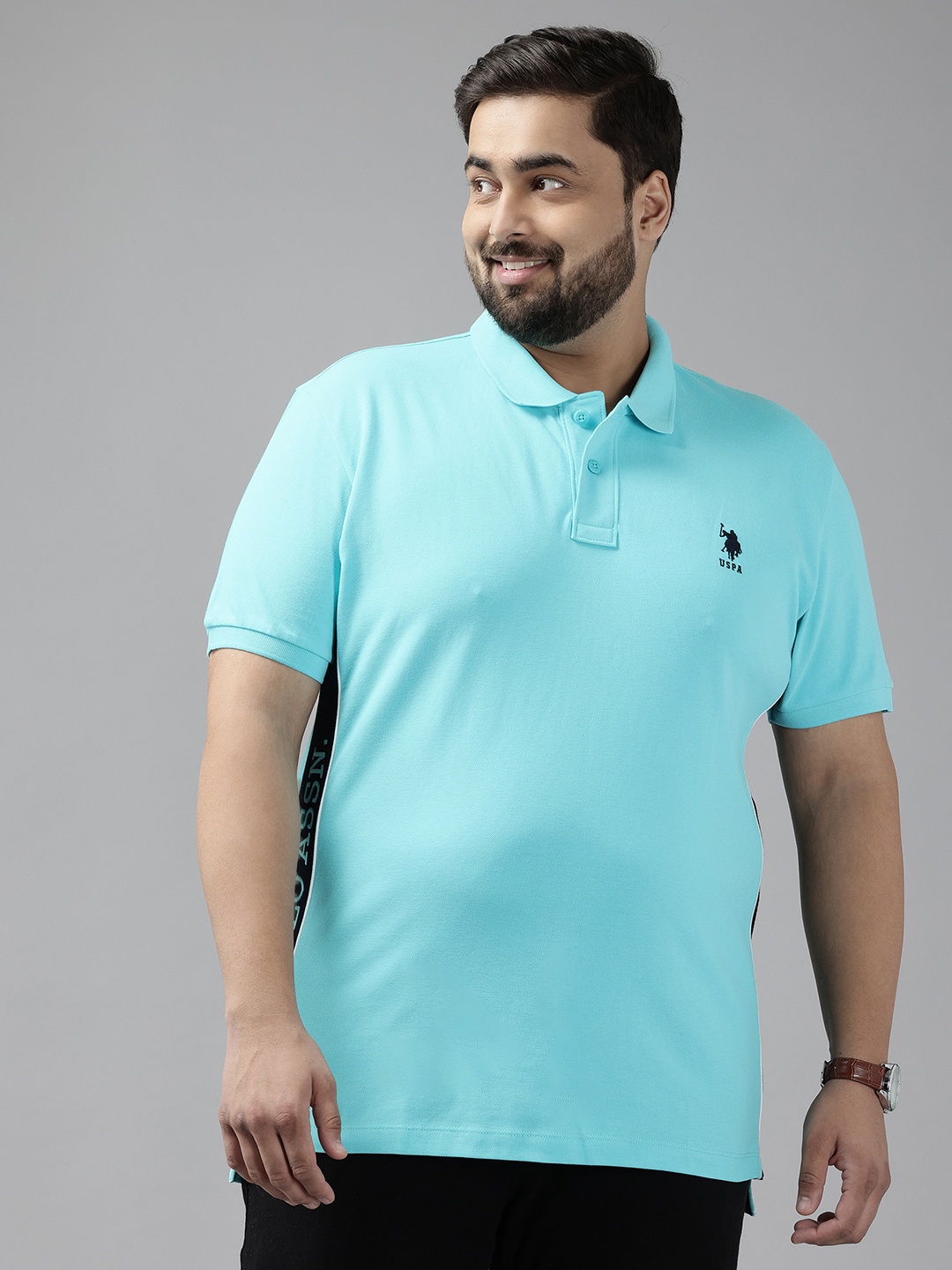 

U.S. Polo Assn. Plus Size Pure Cotton Polo Collar T-shirt, Turquoise blue