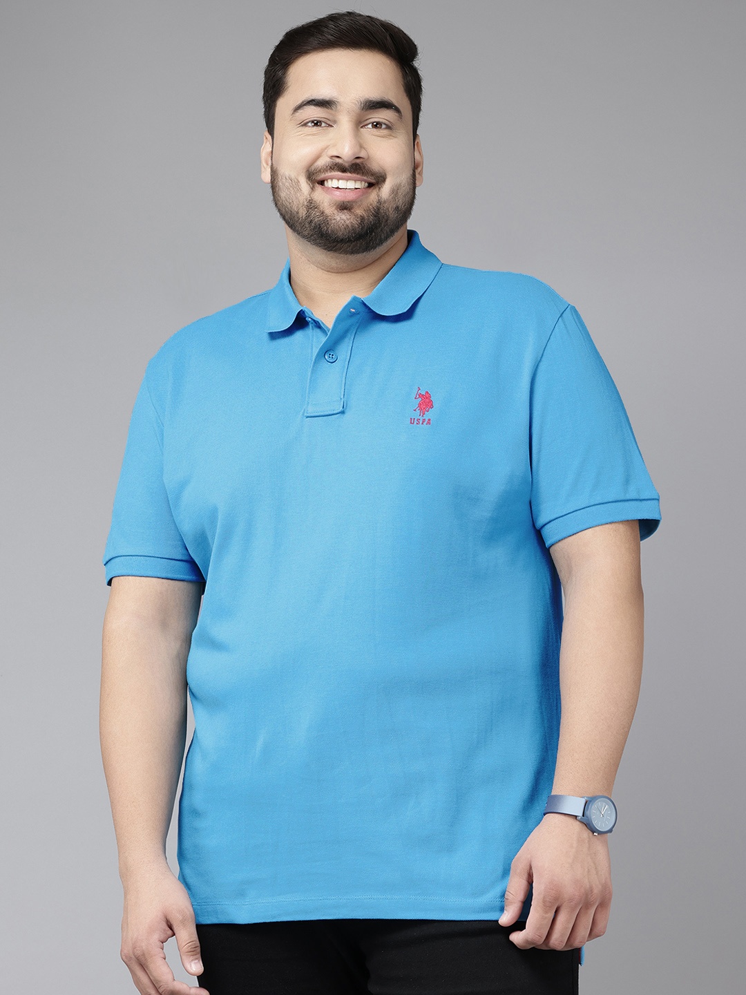 

U.S. Polo Assn. Plus Size Pure Cotton Polo Collar Slim Fit T-shirt, Blue