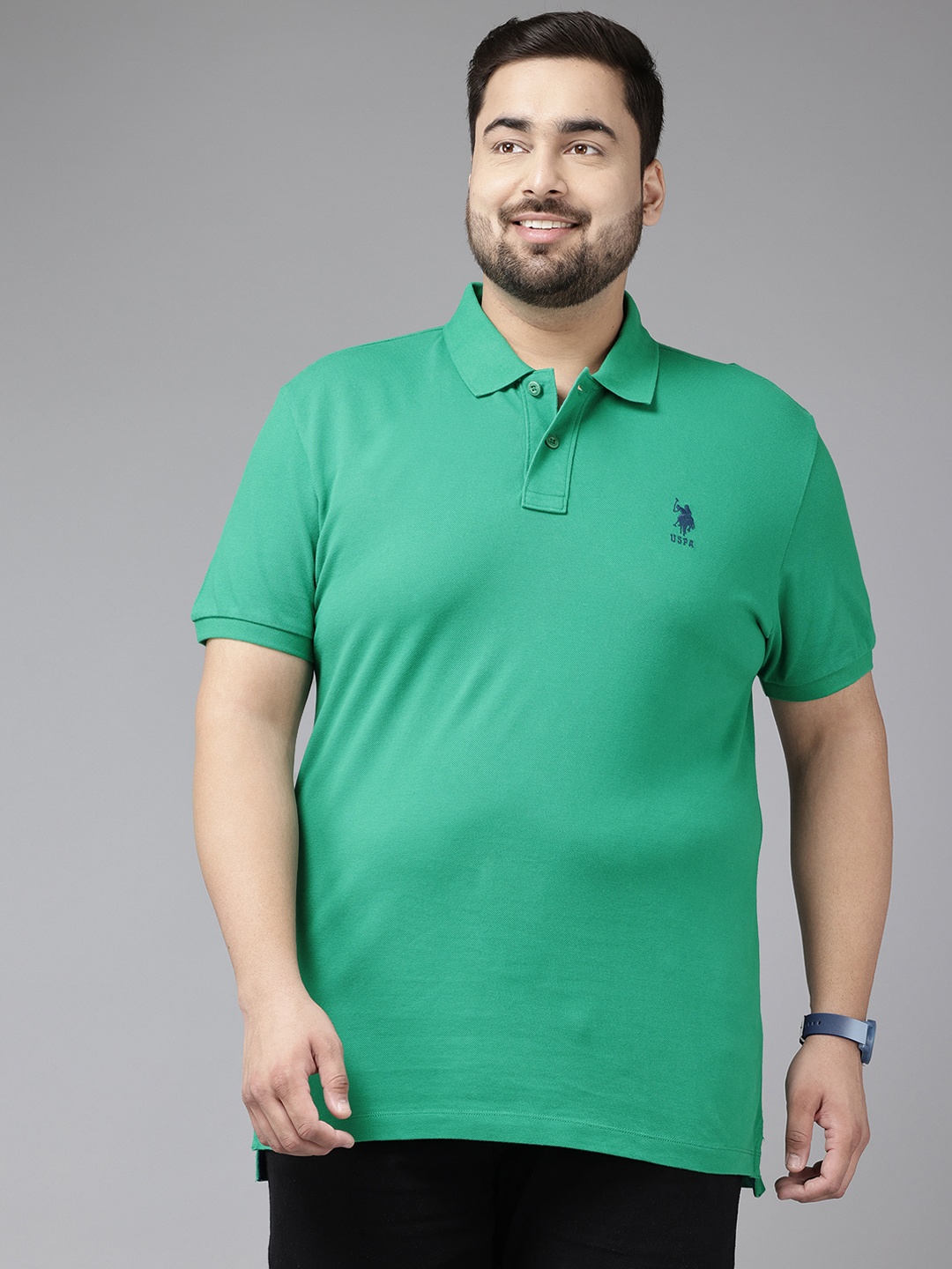 

U.S. Polo Assn. Plus Size Pure Cotton Polo Collar Slim Fit T-shirt, Green