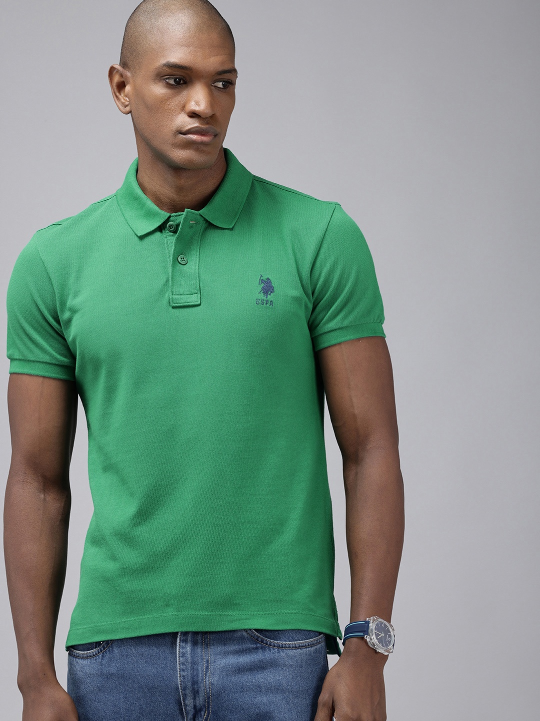 

U.S. Polo Assn. Pure Cotton Polo Collar Slim Fit T-shirt, Green