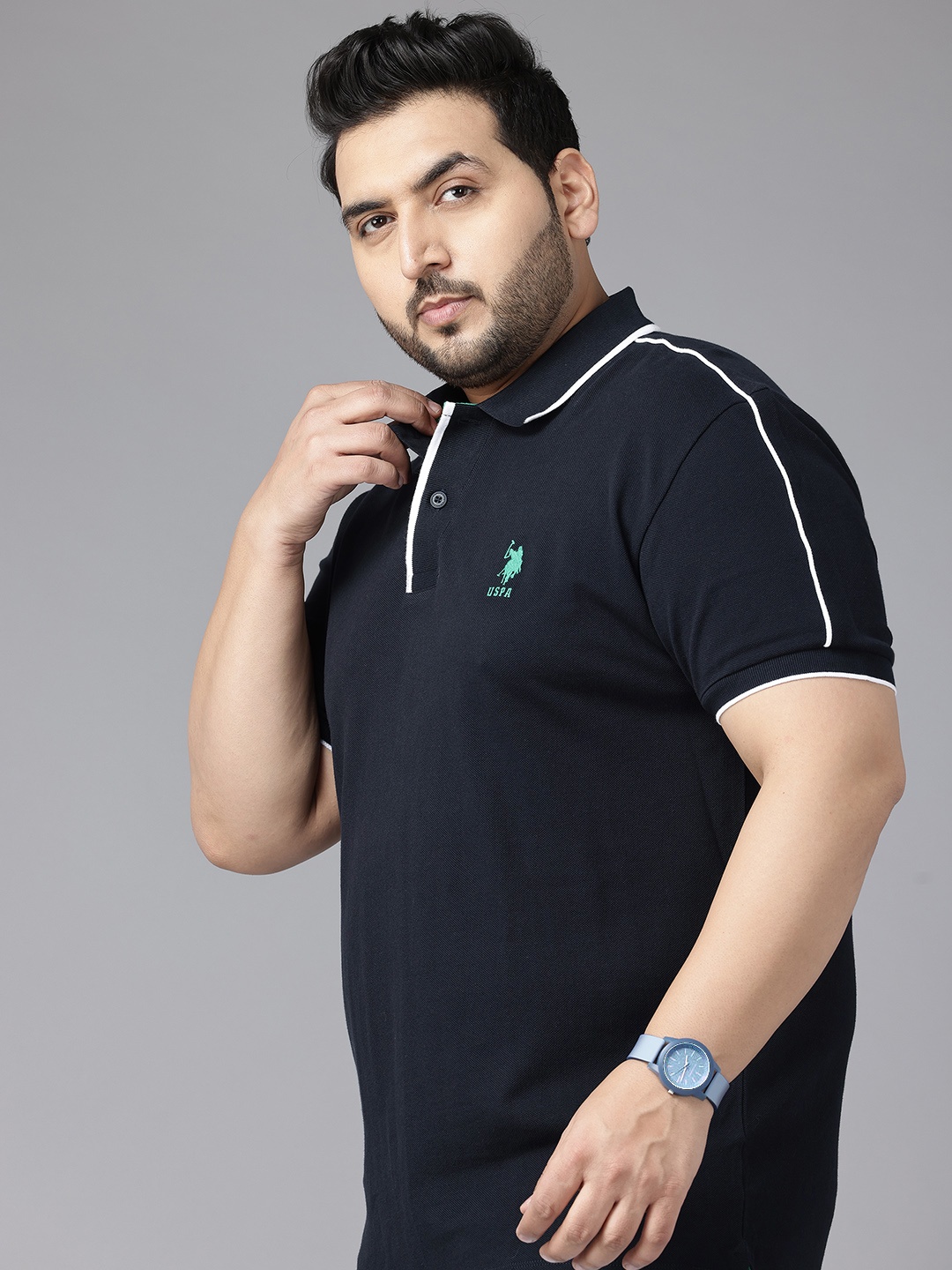 

U.S. Polo Assn. Plus Size Pure Cotton Polo Collar T-shirt, Navy blue