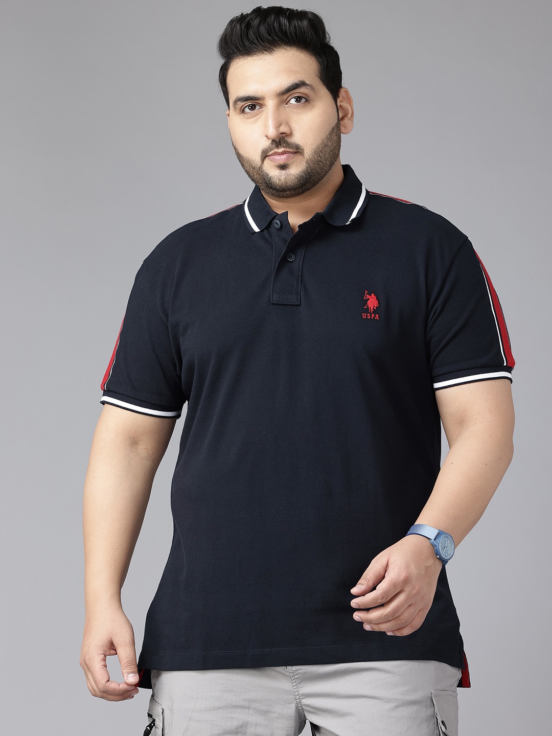 

U.S. Polo Assn. Plus Size Pure Cotton Polo Collar T-shirt, Navy blue