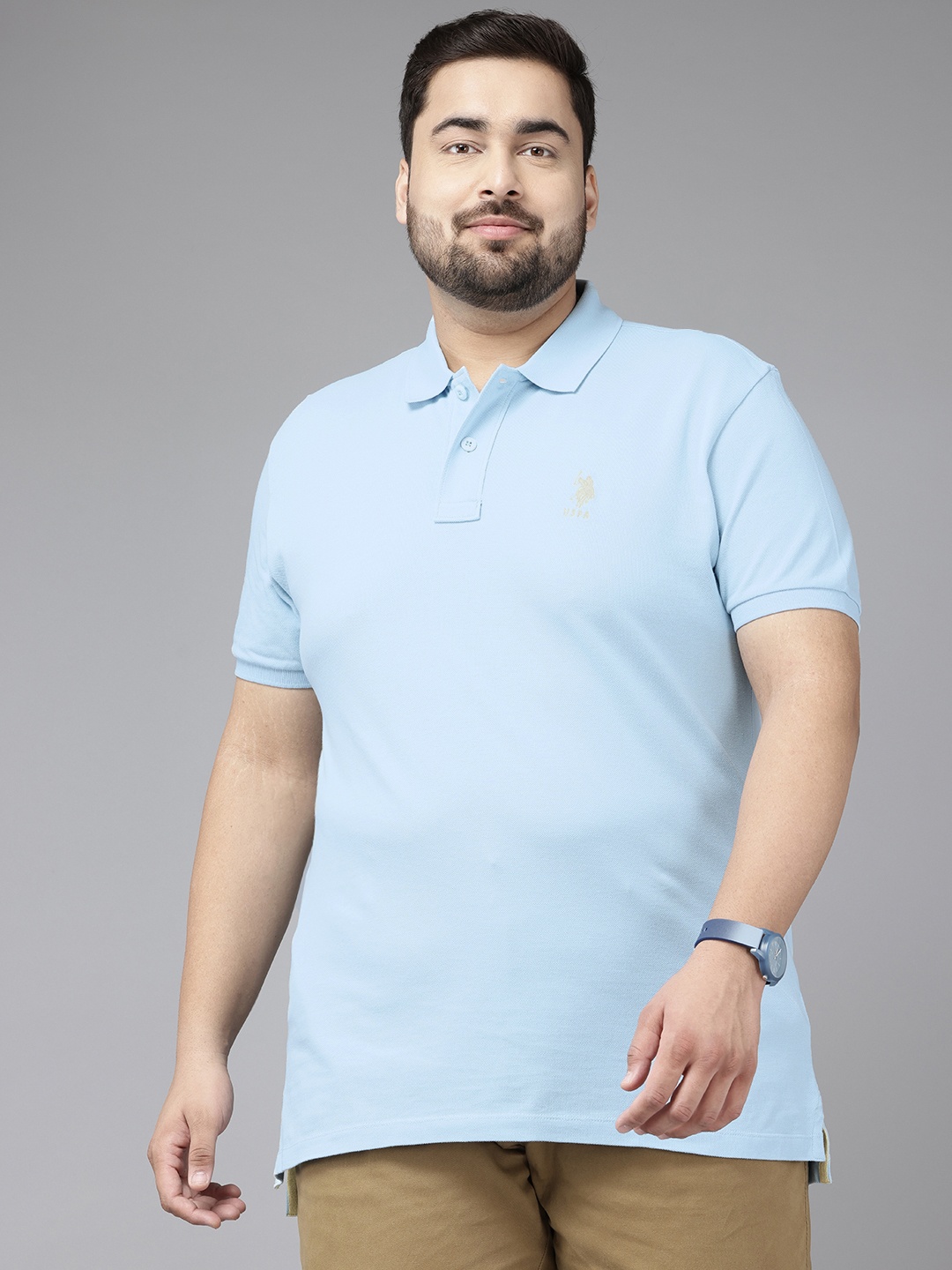 

U.S. Polo Assn. Plus Size Polo Collar Slim Fit Pure CottonT-shirt, Teal