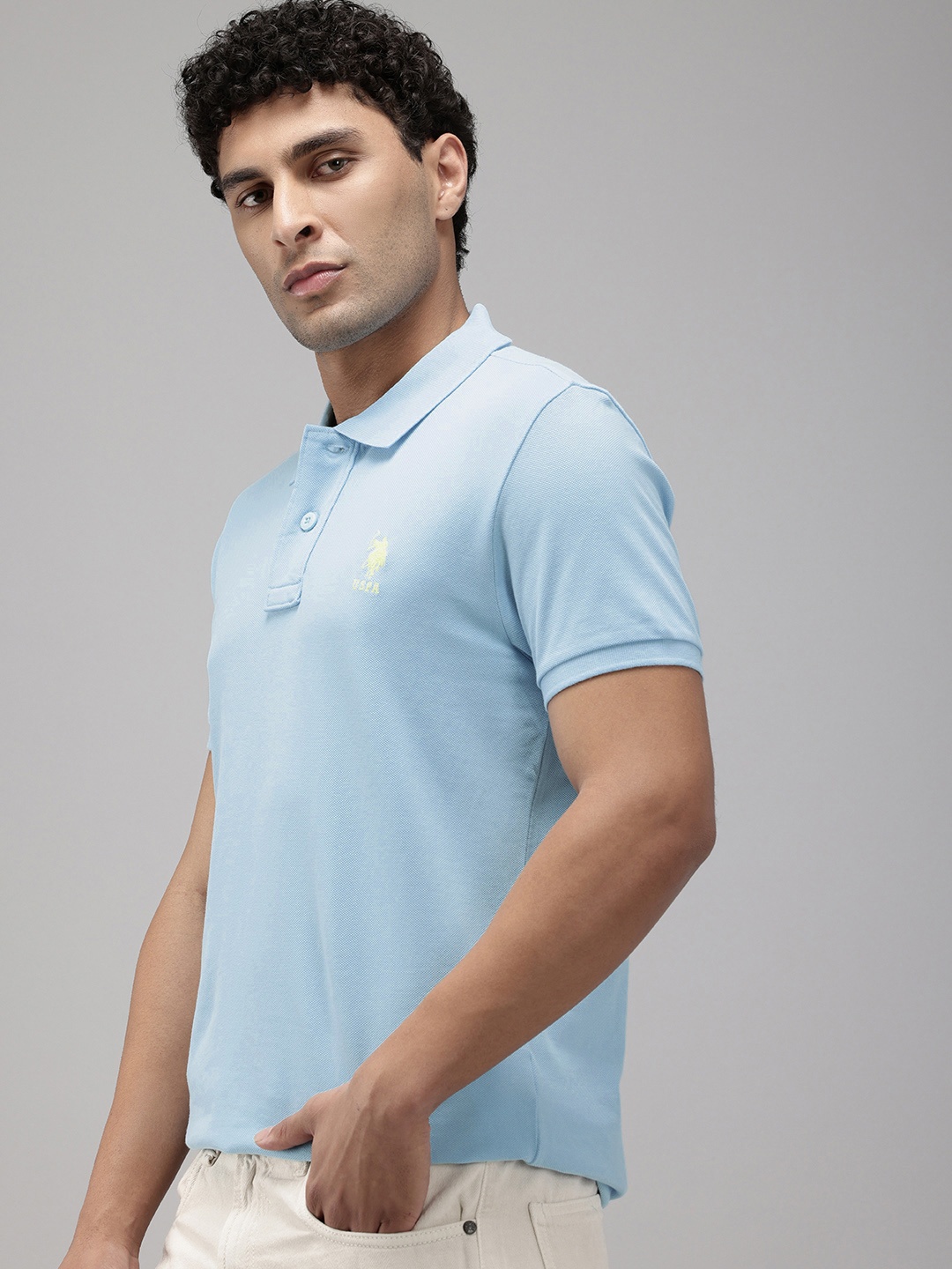 

U.S. Polo Assn. Polo Collar Pure Cotton Slim Fit T-shirt, Blue