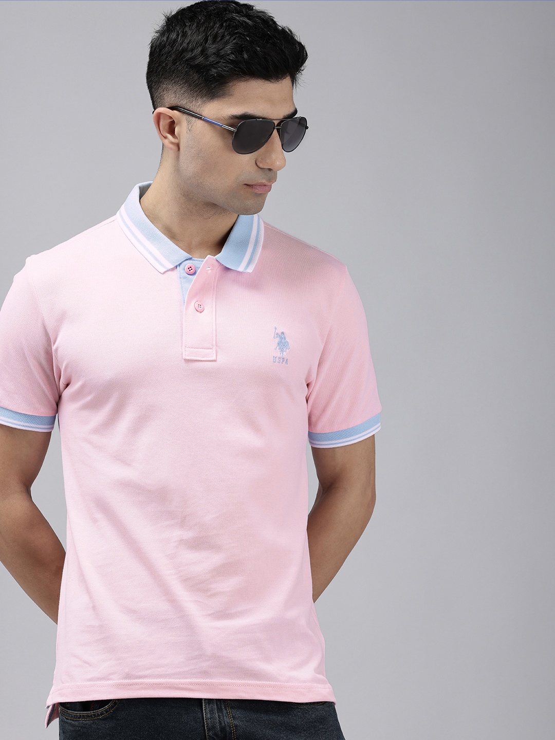 

U.S. Polo Assn. Polo Collar Pure Cotton Slim Fit T-shirt, Pink