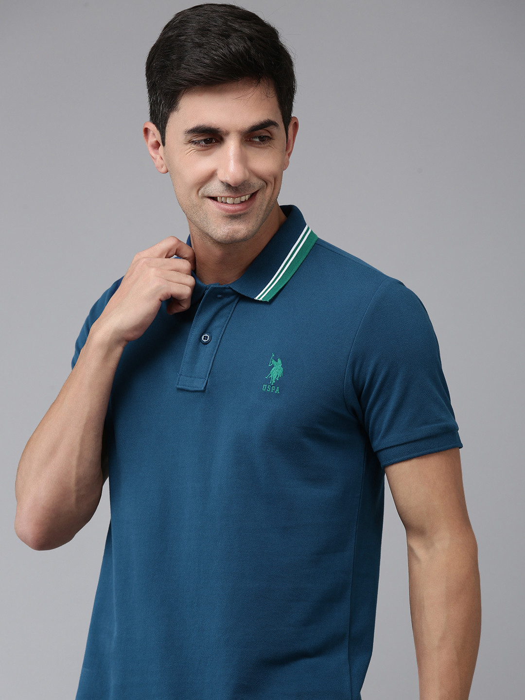 

U.S. Polo Assn. Polo Collar Pure Cotton Slim Fit T-shirt, Blue