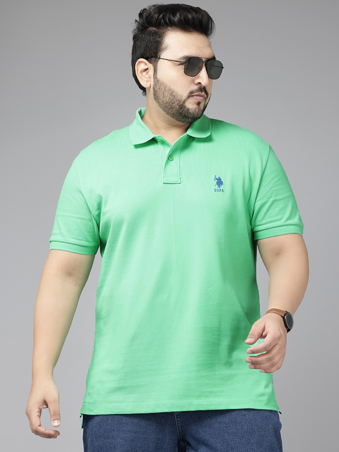 

U.S. Polo Assn. Plus Size Pure Cotton Polo Collar Slim Fit T-shirt, Green
