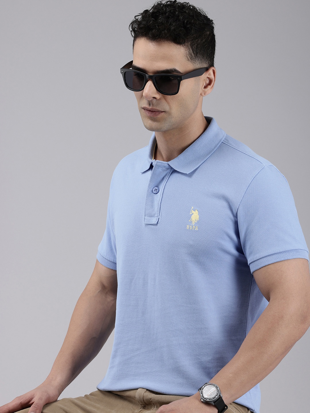 

U.S. Polo Assn. Polo Collar Pure Cotton Slim Fit T-shirt, Blue