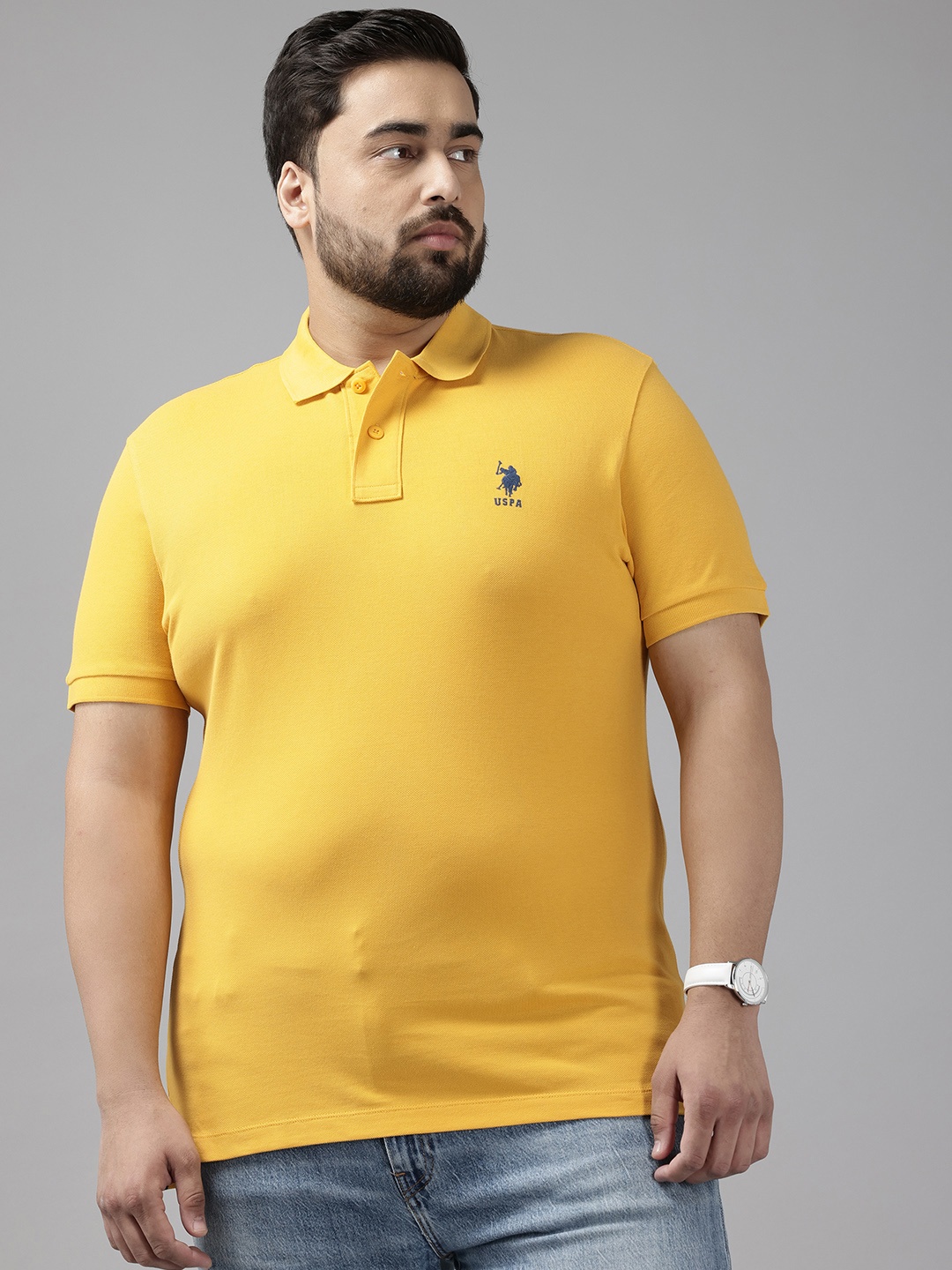 

U.S. Polo Assn. Plus Size Polo Collar Pure Cotton T-shirt, Yellow