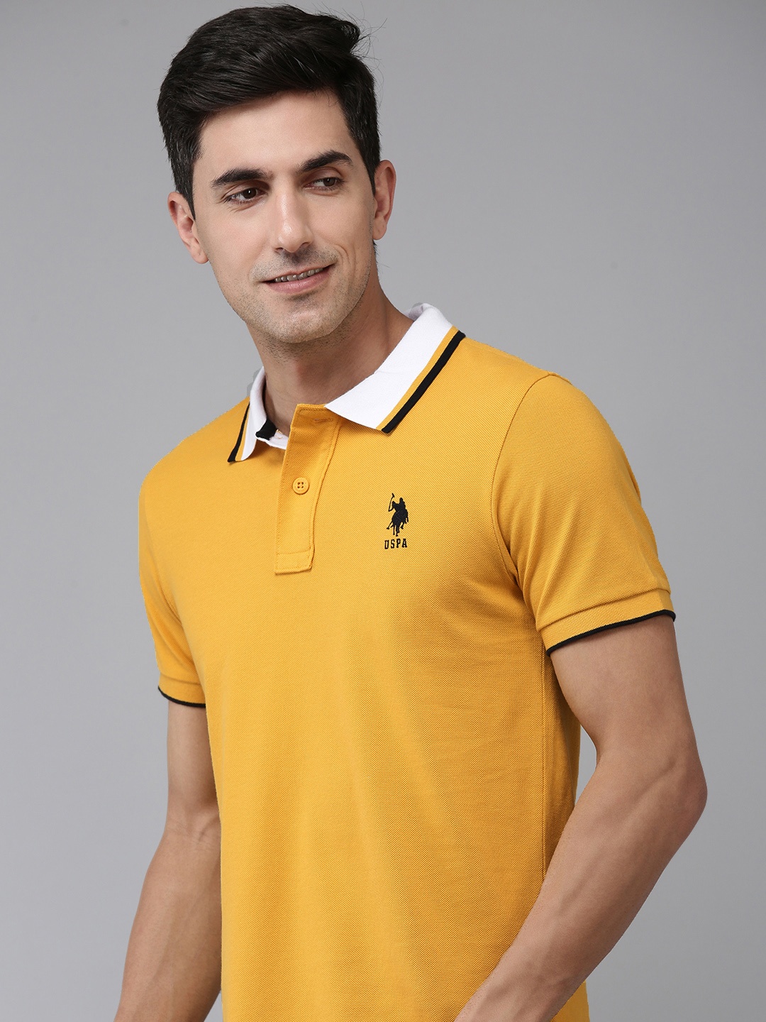 

U.S. Polo Assn. Polo Collar Pure Cotton Slim Fit T-shirt, Yellow