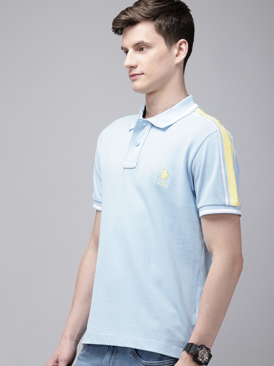 U.S. Polo Assn. Polo Collar Pure Cotton Slim Fit T-shirt, Blue