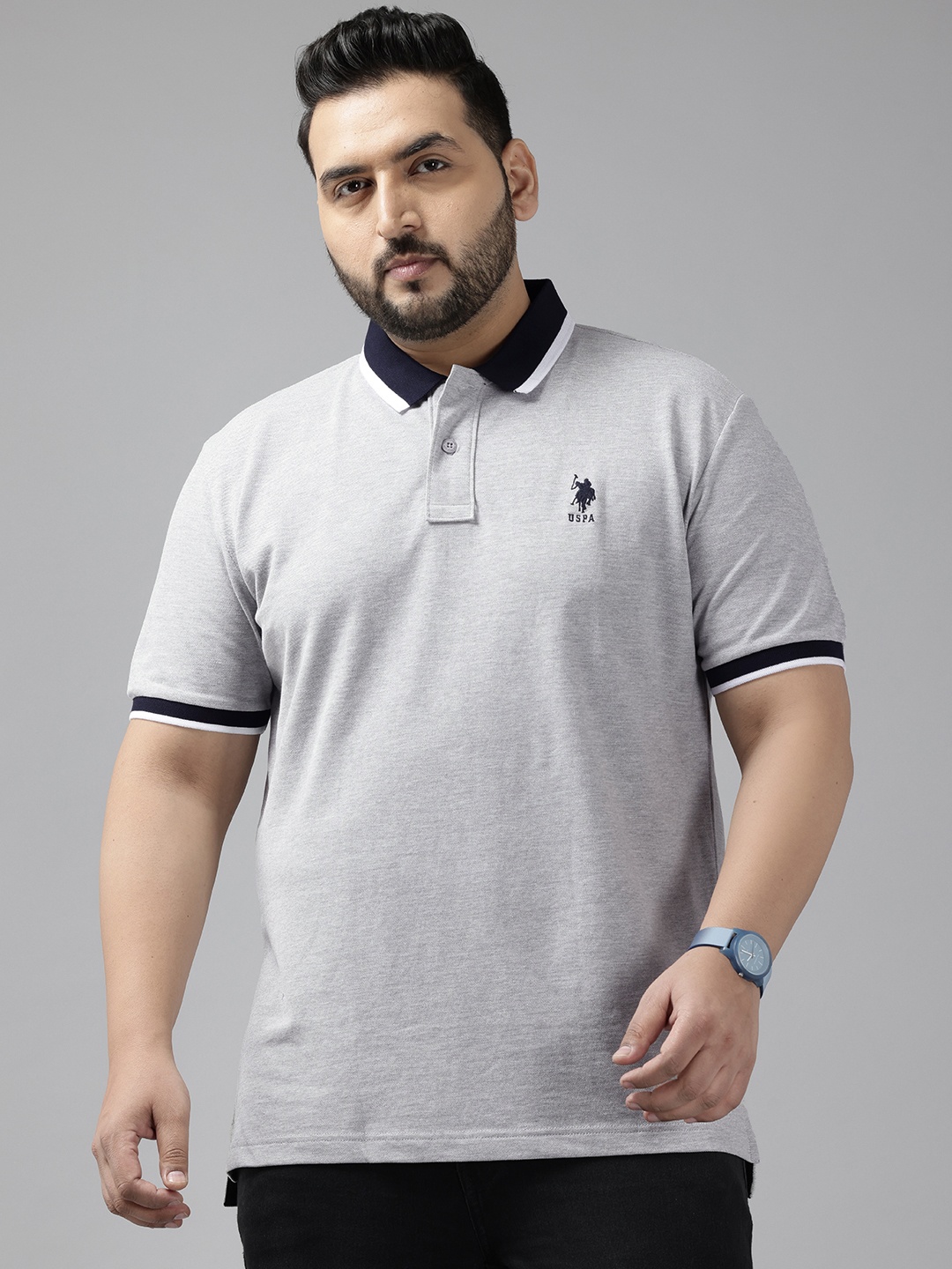 

U.S. Polo Assn. Plus Size Polo Collar T-shirt, Grey