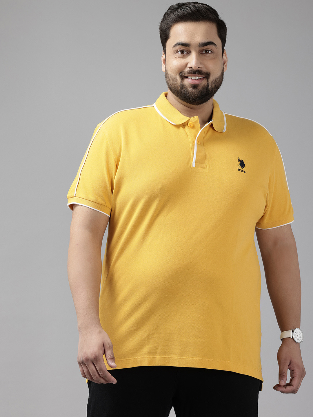 

U.S. Polo Assn. Plus Size Pure Cotton Polo Collar T-shirt, Yellow