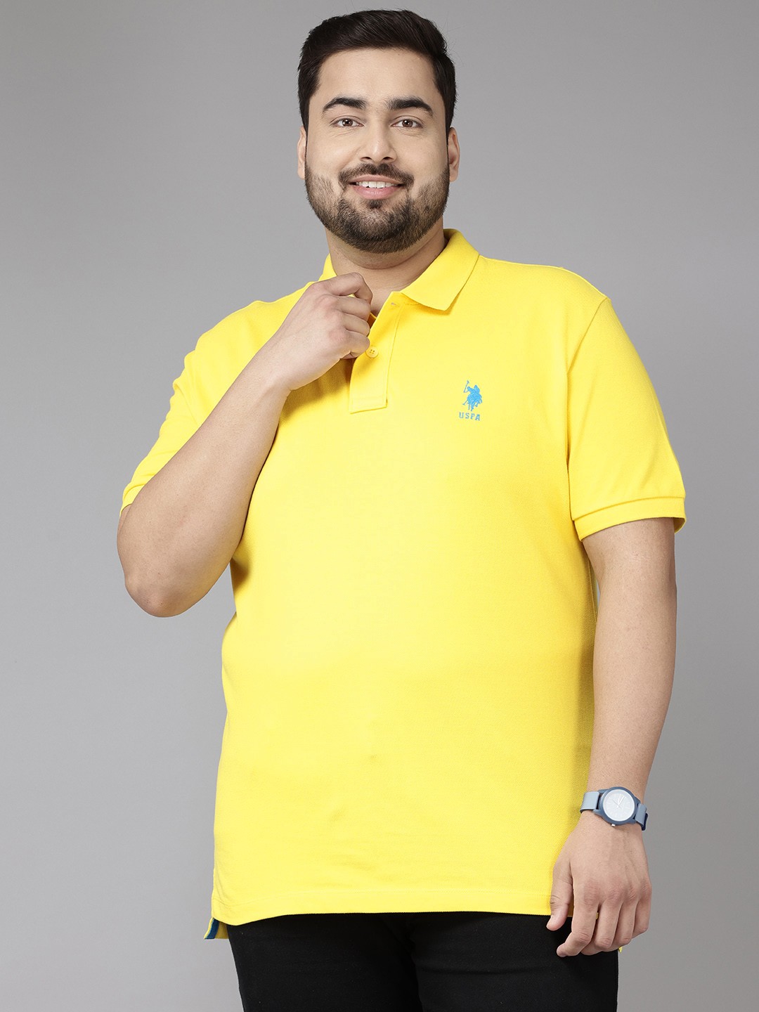 

U.S. Polo Assn. Plus Size Pure Cotton Polo Collar Slim Fit T-shirt, Yellow