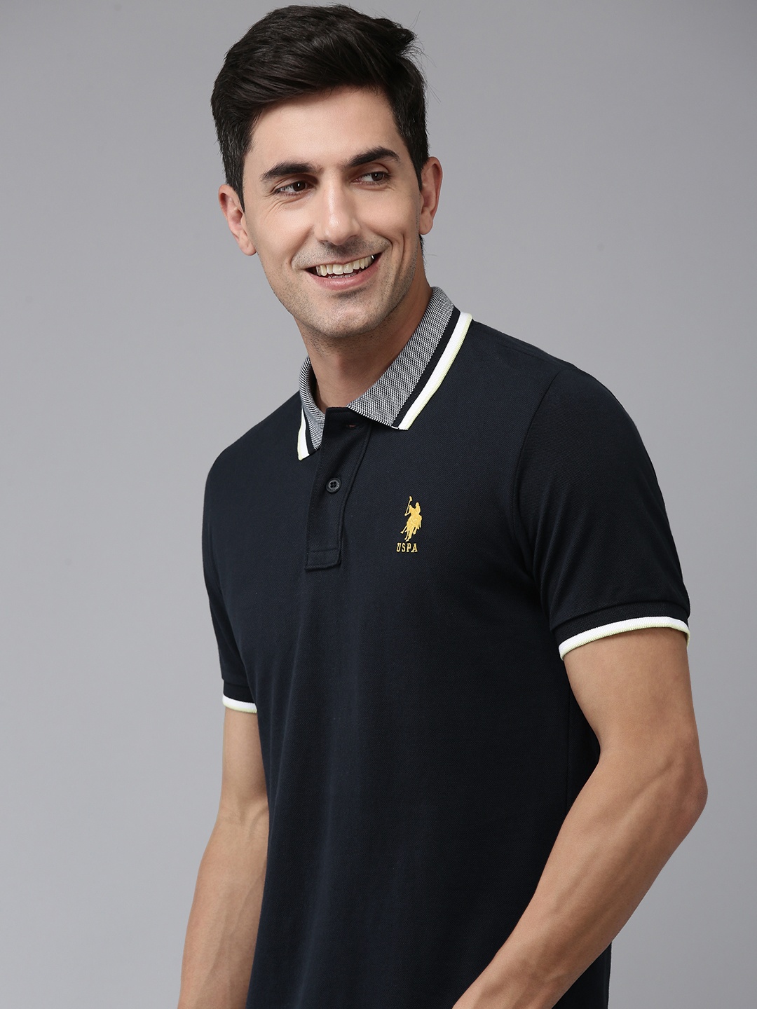 

U.S. Polo Assn. Polo Collar Pure Cotton Slim Fit T-shirt, Navy blue