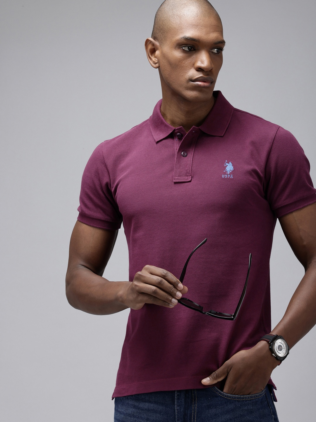 

U.S. Polo Assn. Pure Cotton Polo Collar Slim Fit T-shirt, Burgundy