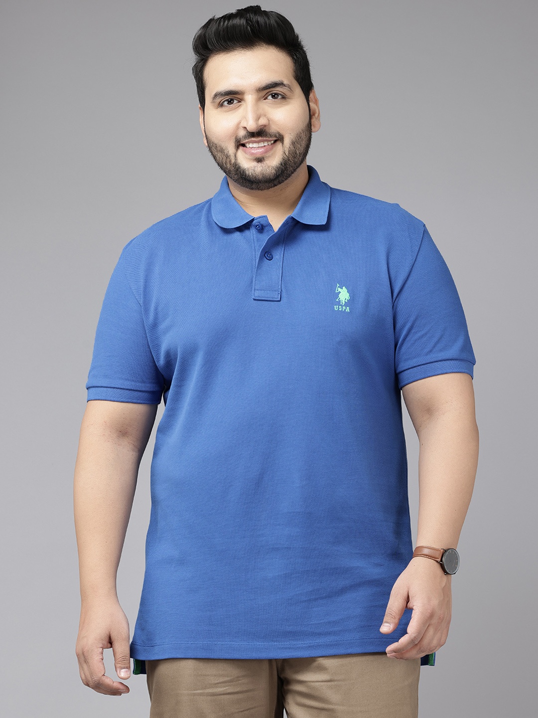 

U.S. Polo Assn. Plus Size Pure Cotton Polo Collar Slim Fit T-shirt, Blue