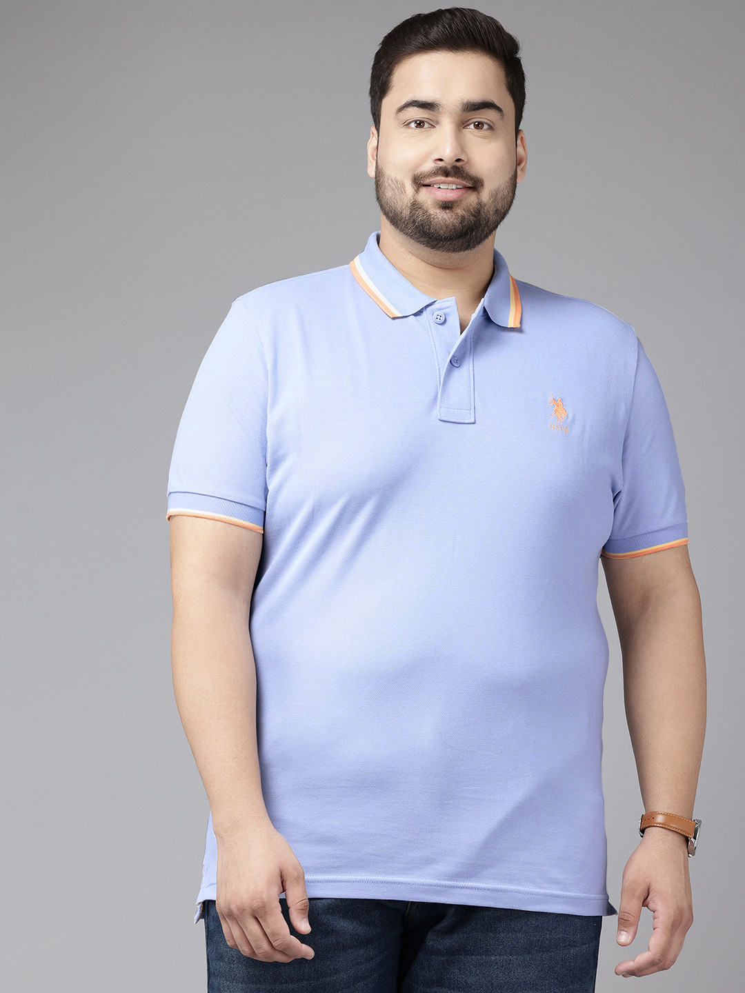 

U.S. Polo Assn. Plus Size Polo Collar Slim Fit Pure CottonT-shirt, Teal