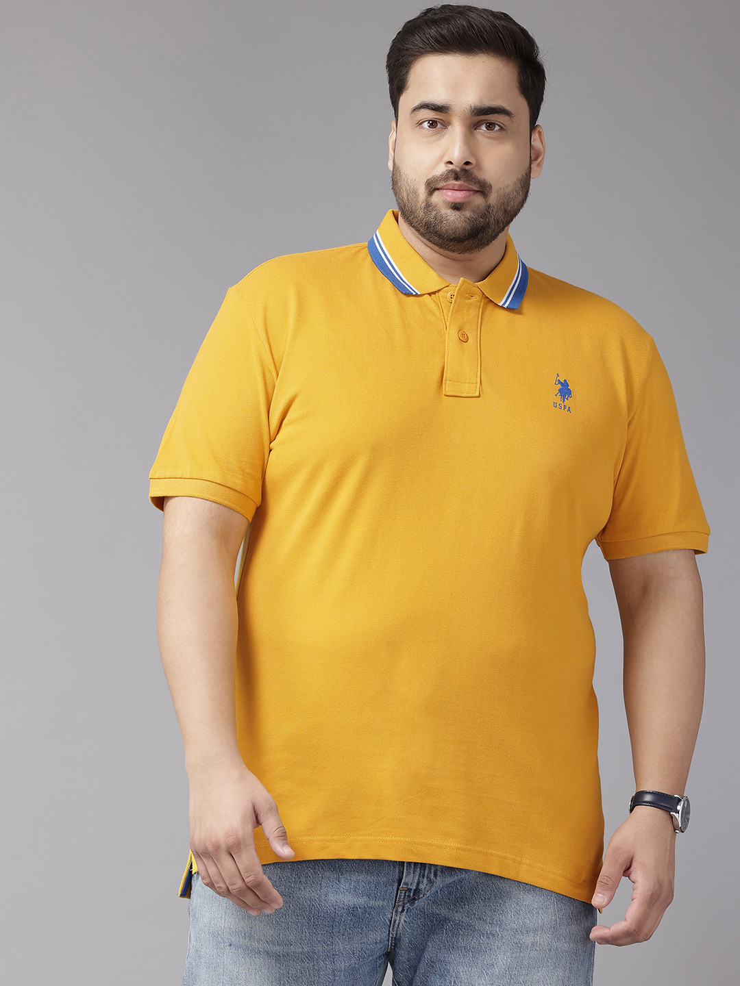 

U.S. Polo Assn. Plus-Size Polo Collar Pure Cotton Slim Fit T-shirt, Yellow
