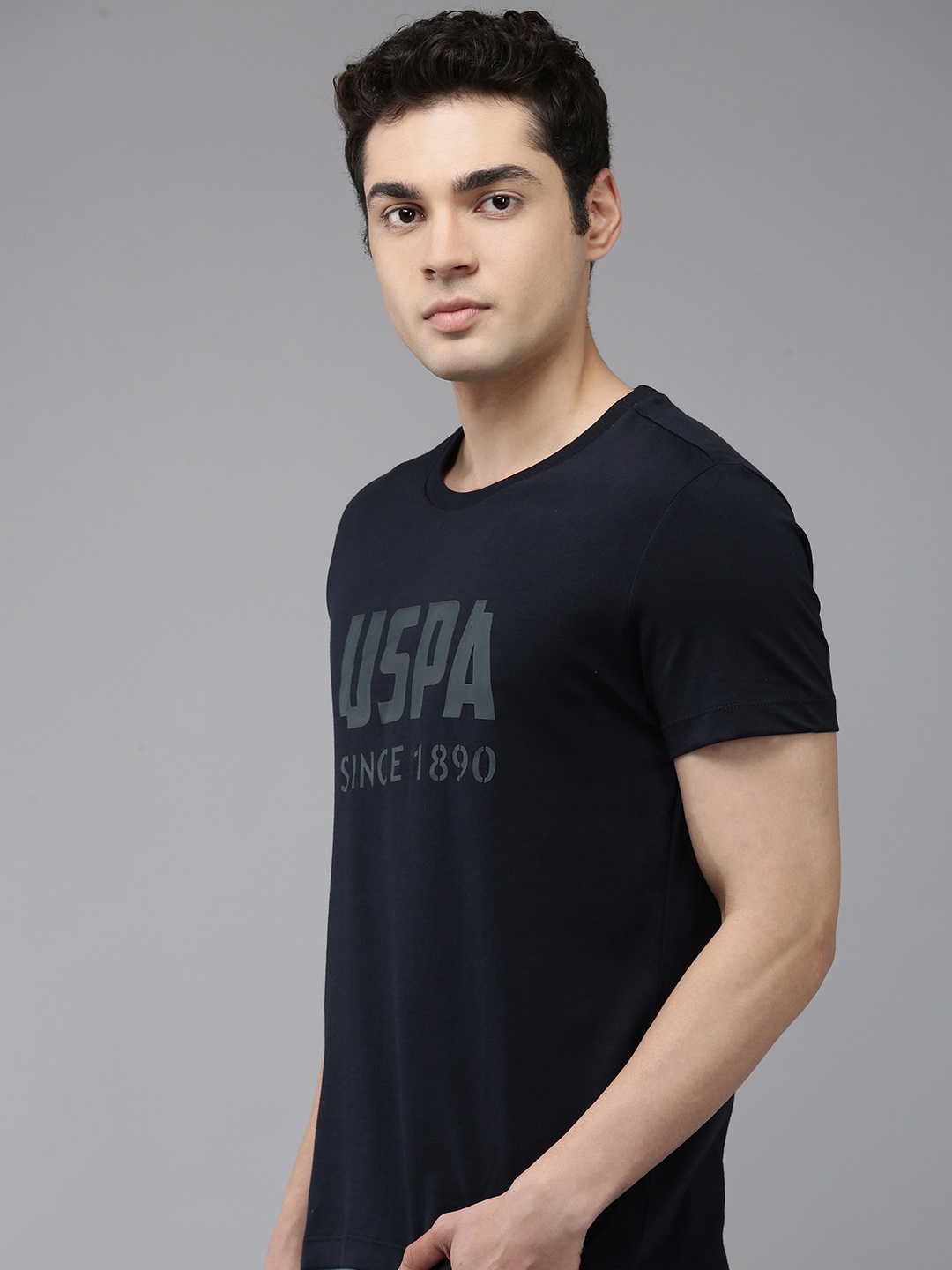 

U.S. Polo Assn. Pure Cotton Brand Logo Printed Slim Fit T-shirt, Navy blue