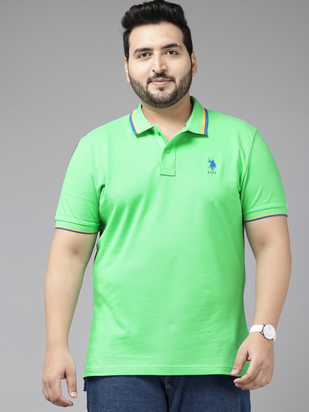 

U.S. Polo Assn. Plus Size Polo CollarSlim Fit Pure Cotton T-shirt, Green