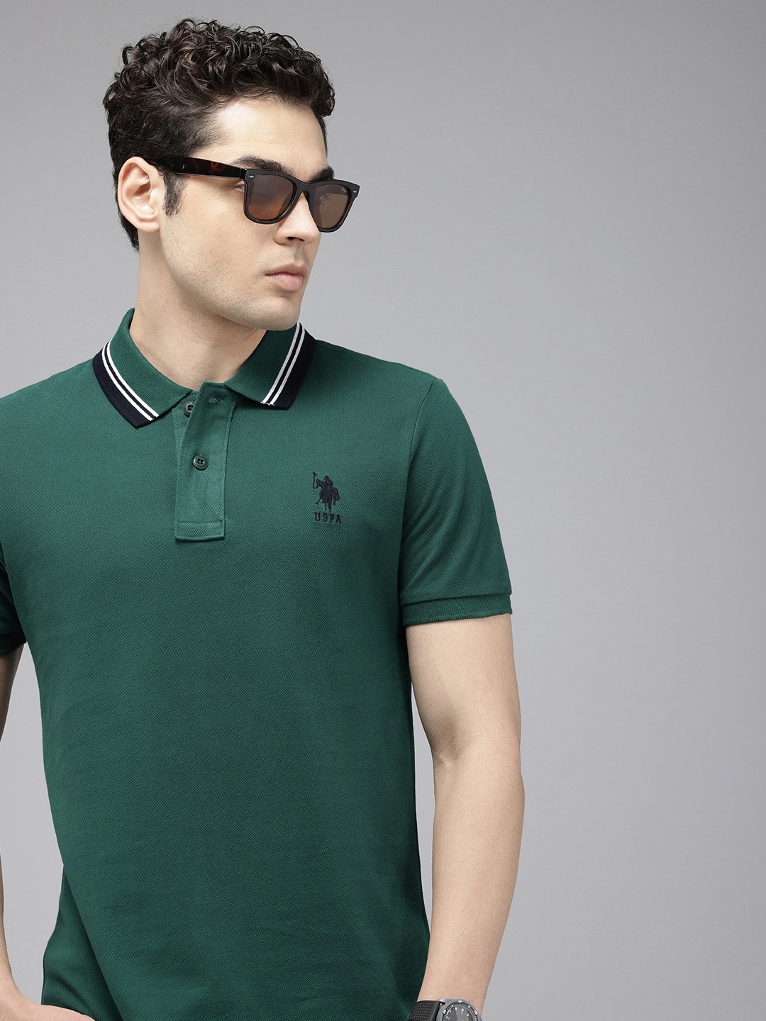 

U.S. Polo Assn. Polo Collar Pure Cotton Slim Fit T-shirt, Green