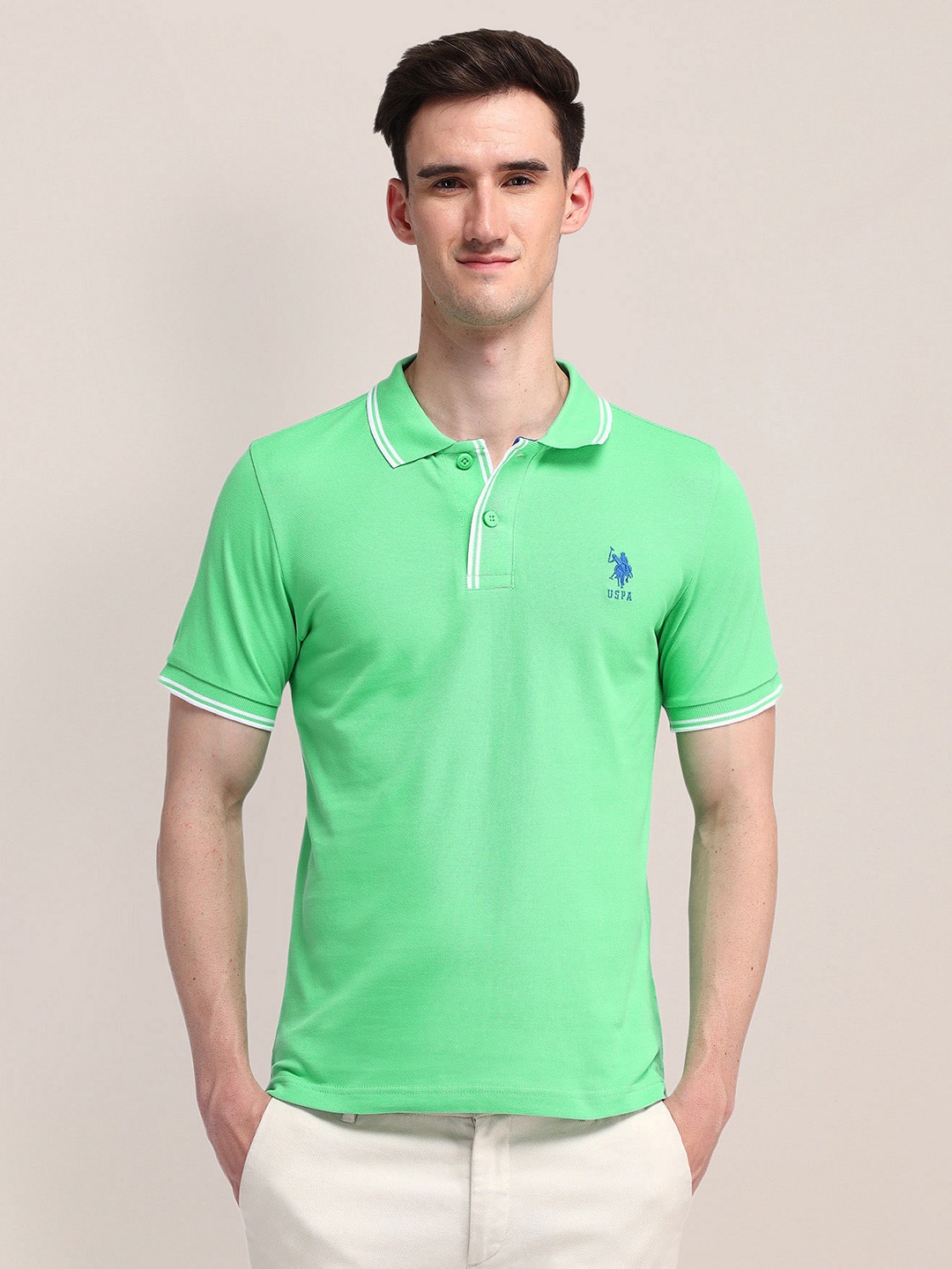 

U.S. Polo Assn. Polo Collar Pure Cotton Slim Fit T-shirt, Green