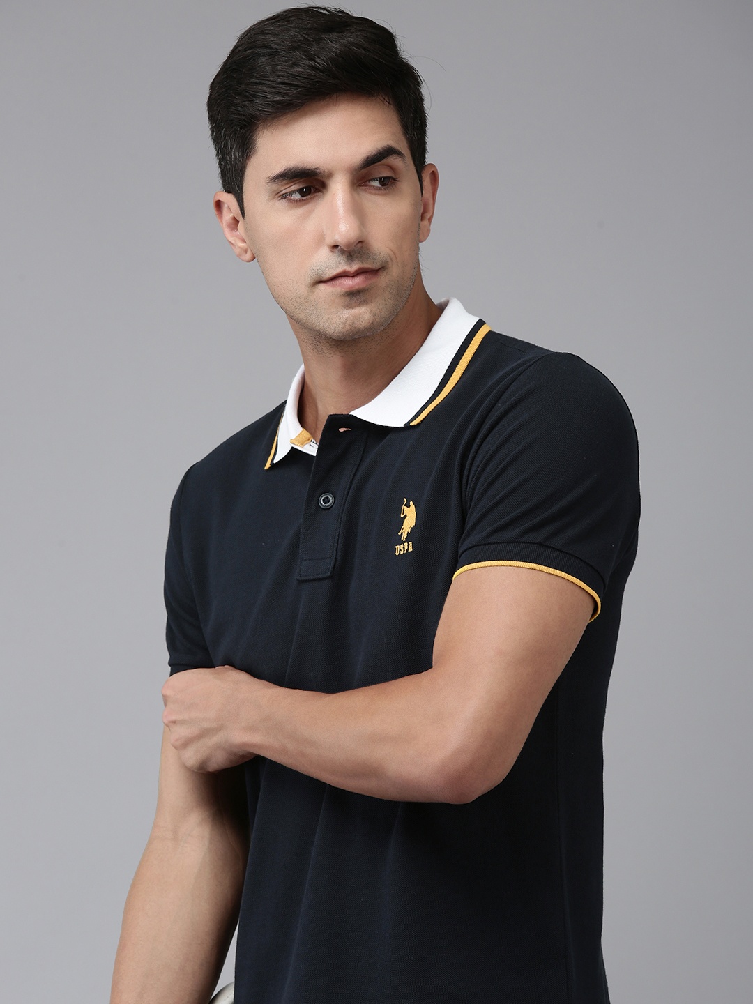 

U.S. Polo Assn. Polo Collar Pure Cotton Slim Fit T-shirt, Navy blue