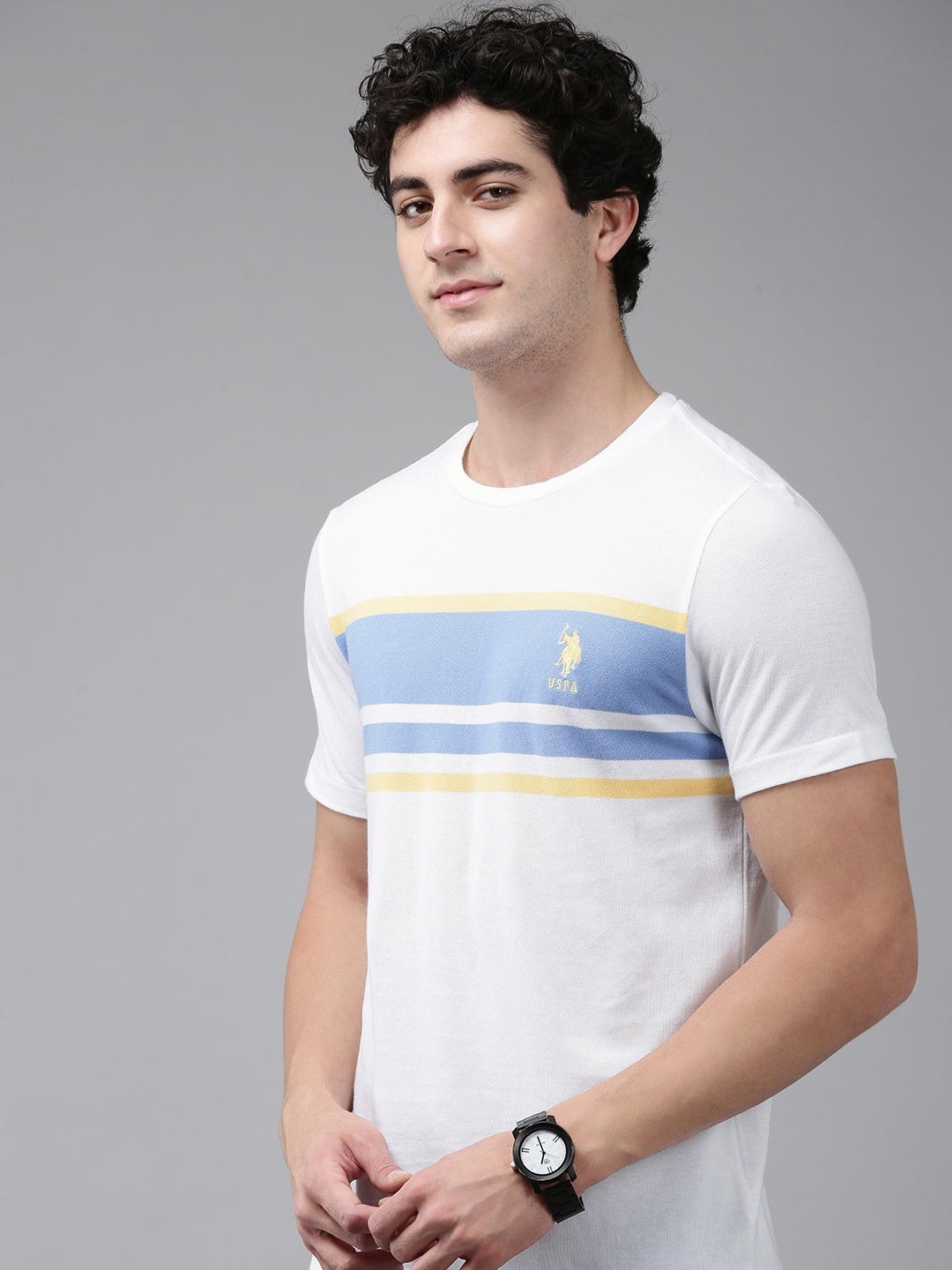 

U.S. Polo Assn. Pure Cotton Striped Slim Fit T-shirt, White