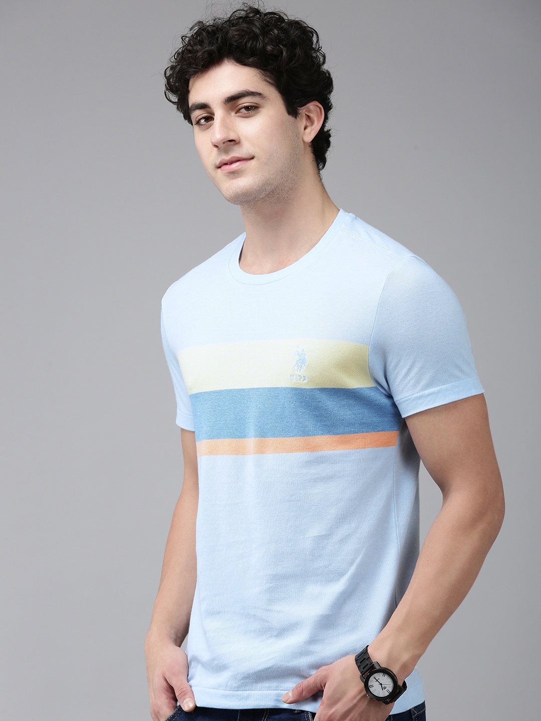 

U.S. Polo Assn. Pure Cotton Striped Slim Fit T-shirt, Blue