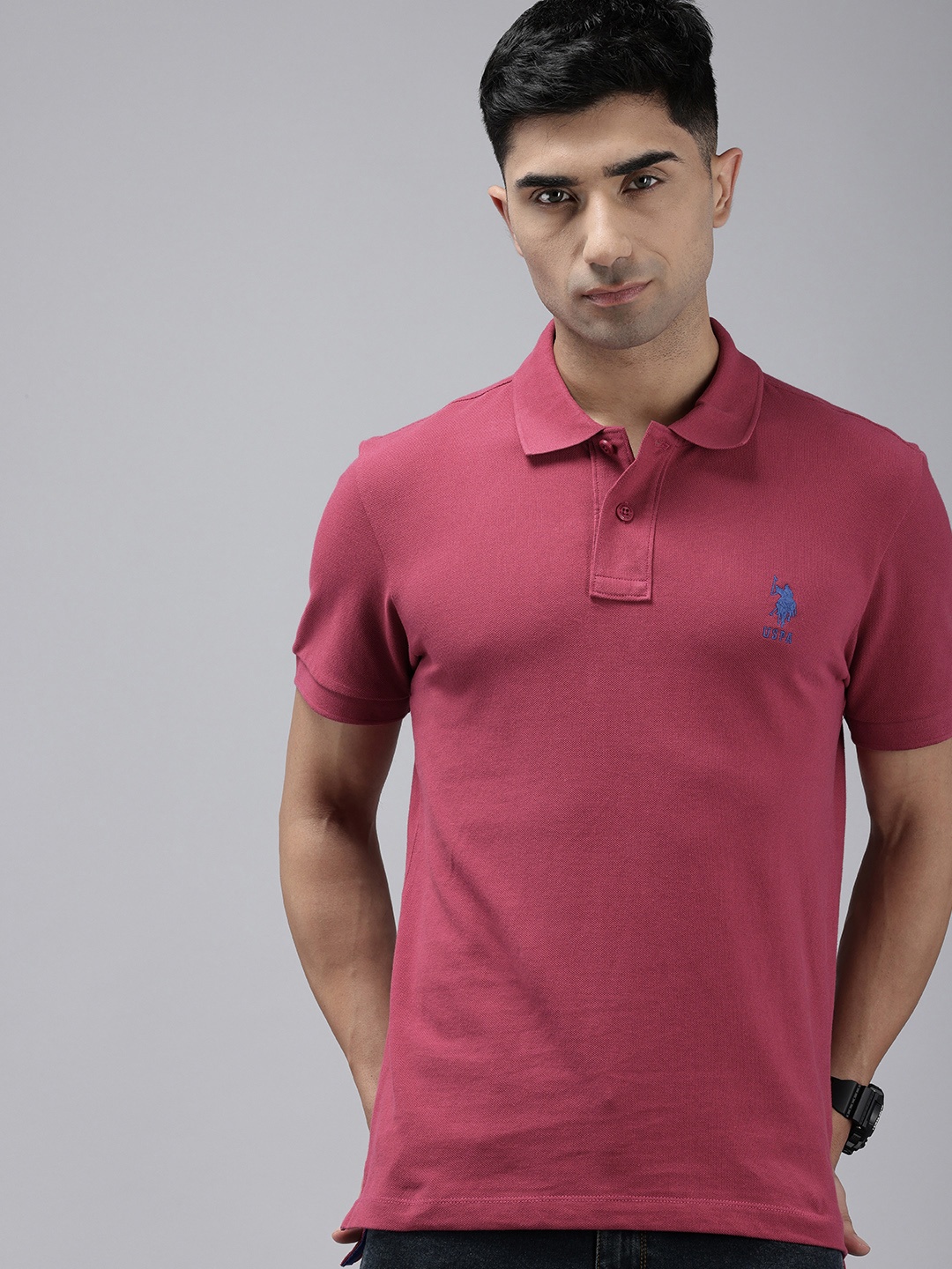 

U.S. Polo Assn. Polo Collar Pure Cotton Slim Fit T-shirt, Pink