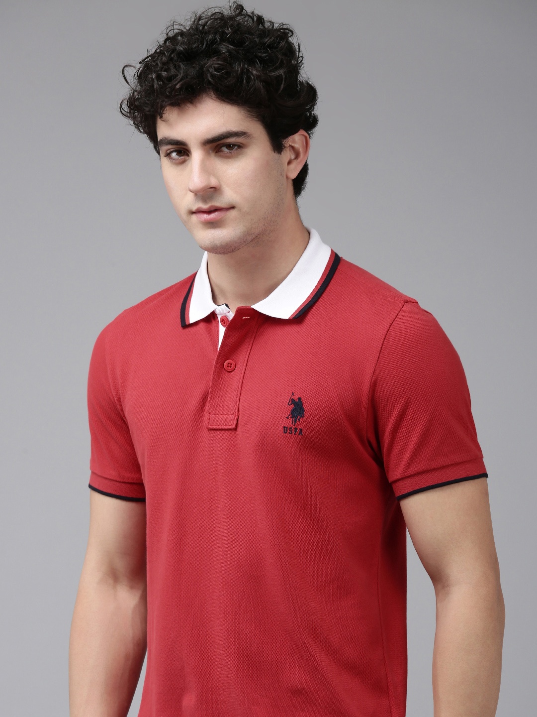 

U.S. Polo Assn. Polo Collar Pure Cotton Slim Fit T-shirt, Red