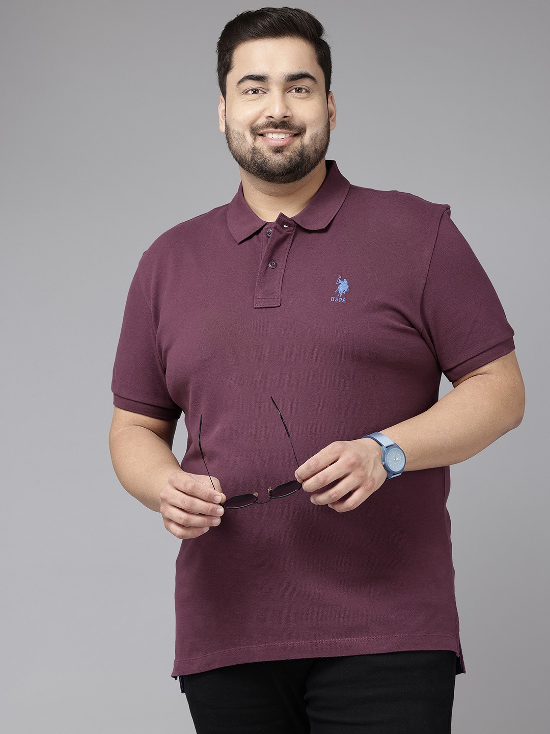 

U.S. Polo Assn. Plus Size Polo Collar Pure Cotton T-shirt, Burgundy
