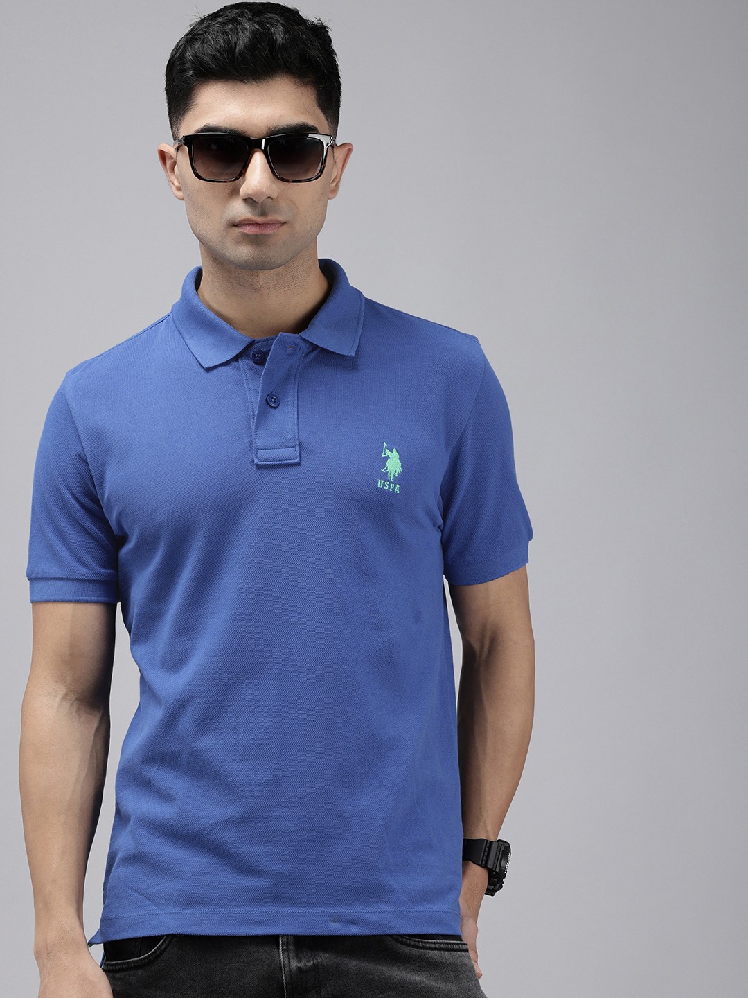 

U.S. Polo Assn. Polo Collar Pure Cotton Slim Fit T-shirt, Blue