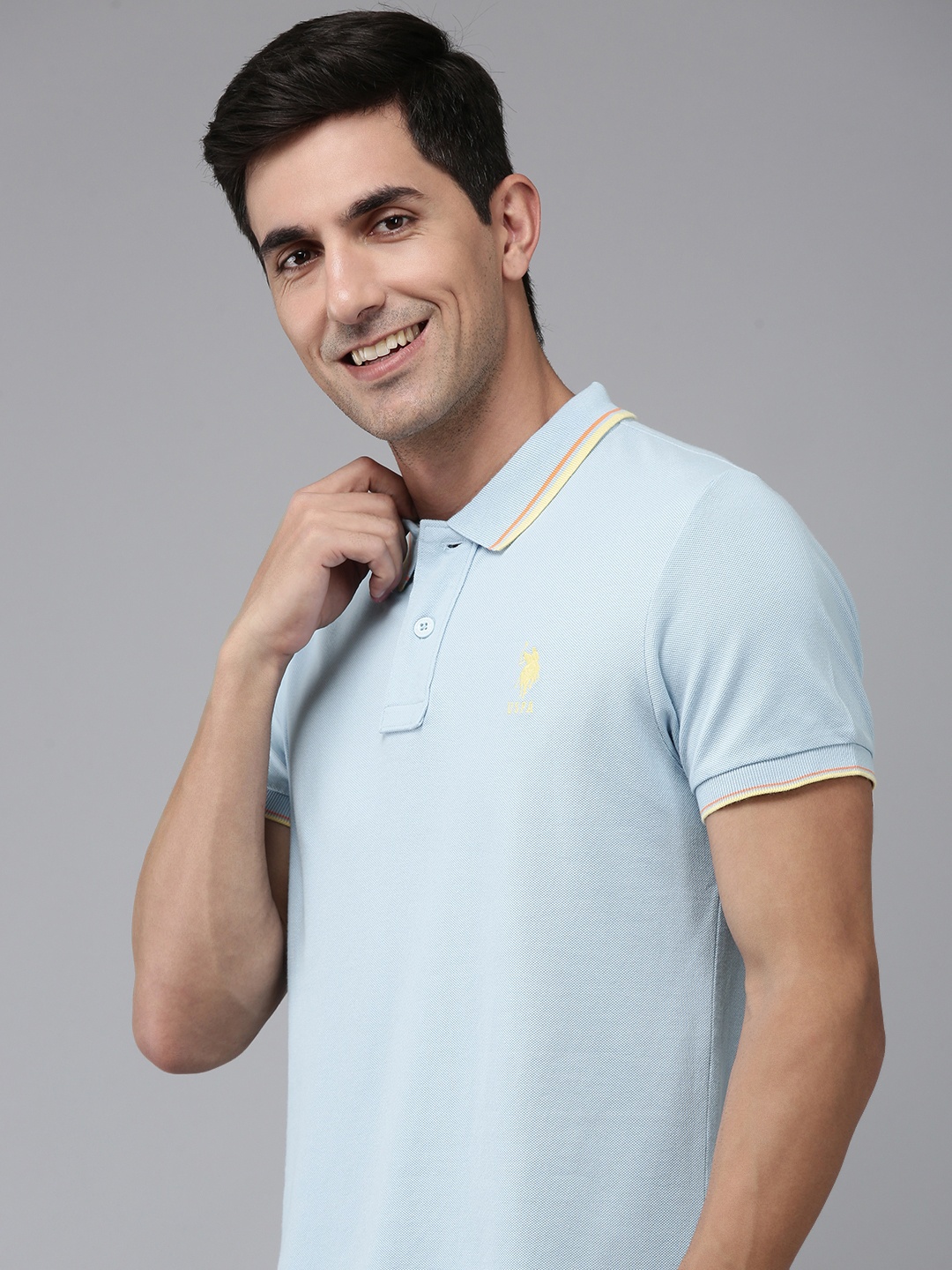 

U.S. Polo Assn. Polo Collar Pure Cotton Slim Fit T-shirt, Blue