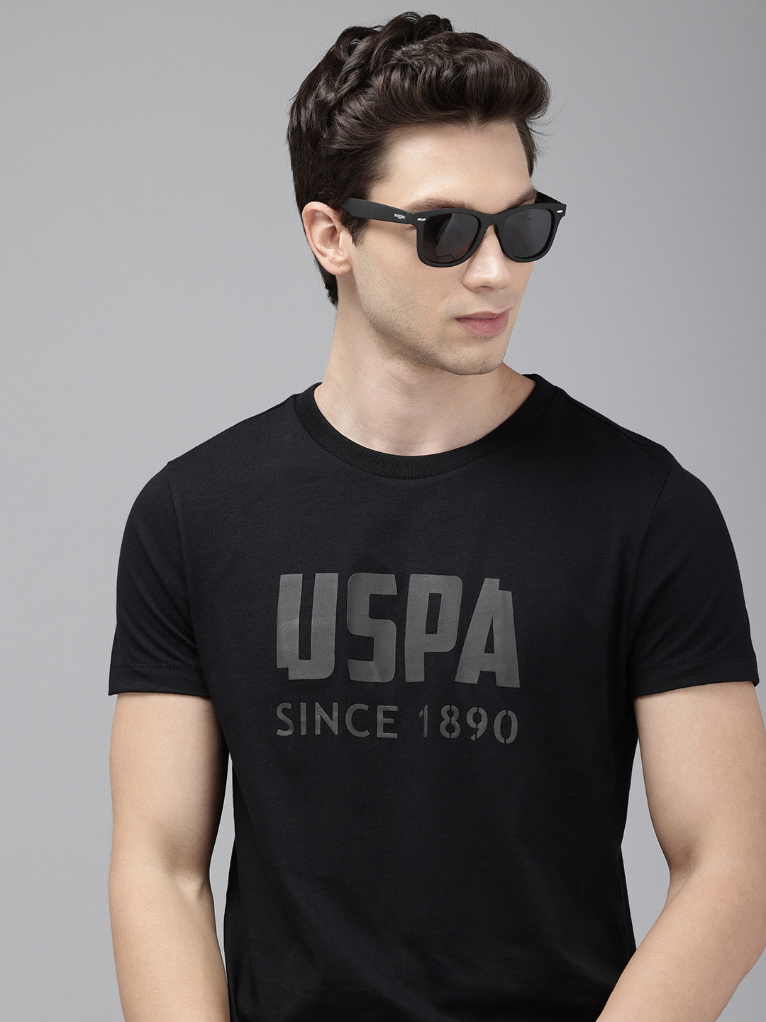 

U.S. Polo Assn. Pure Cotton Brand Logo Printed Slim Fit T-shirt, Black