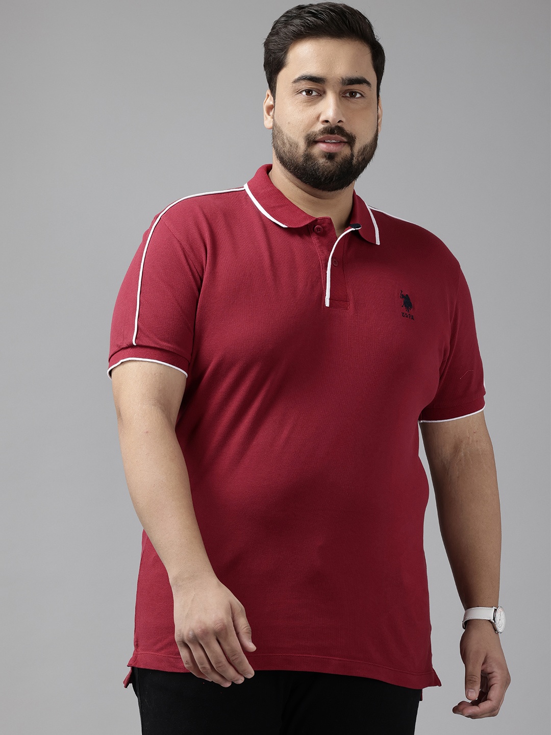 

U.S. Polo Assn. Plus Size Pure Cotton Polo Collar T-shirt, Maroon