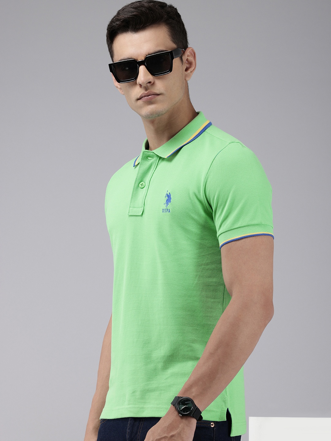 

U.S. Polo Assn. Polo Collar Pure Cotton Slim Fit T-shirt, Green