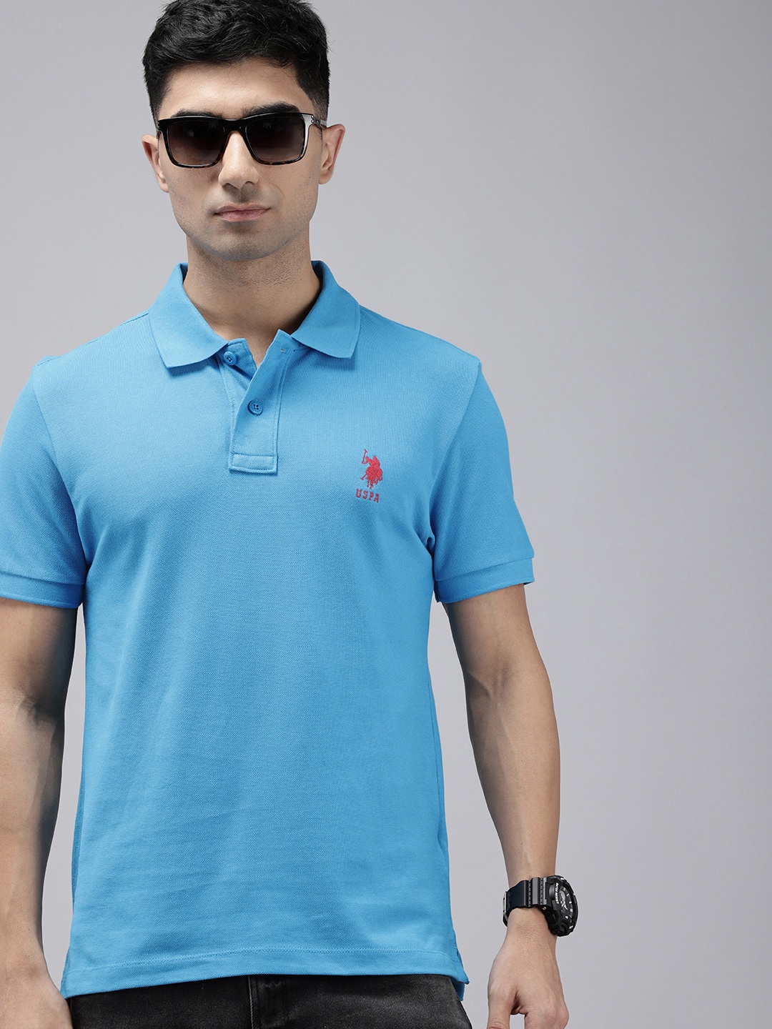 

U.S. Polo Assn. Polo Collar Pure Cotton Slim Fit T-shirt, Blue