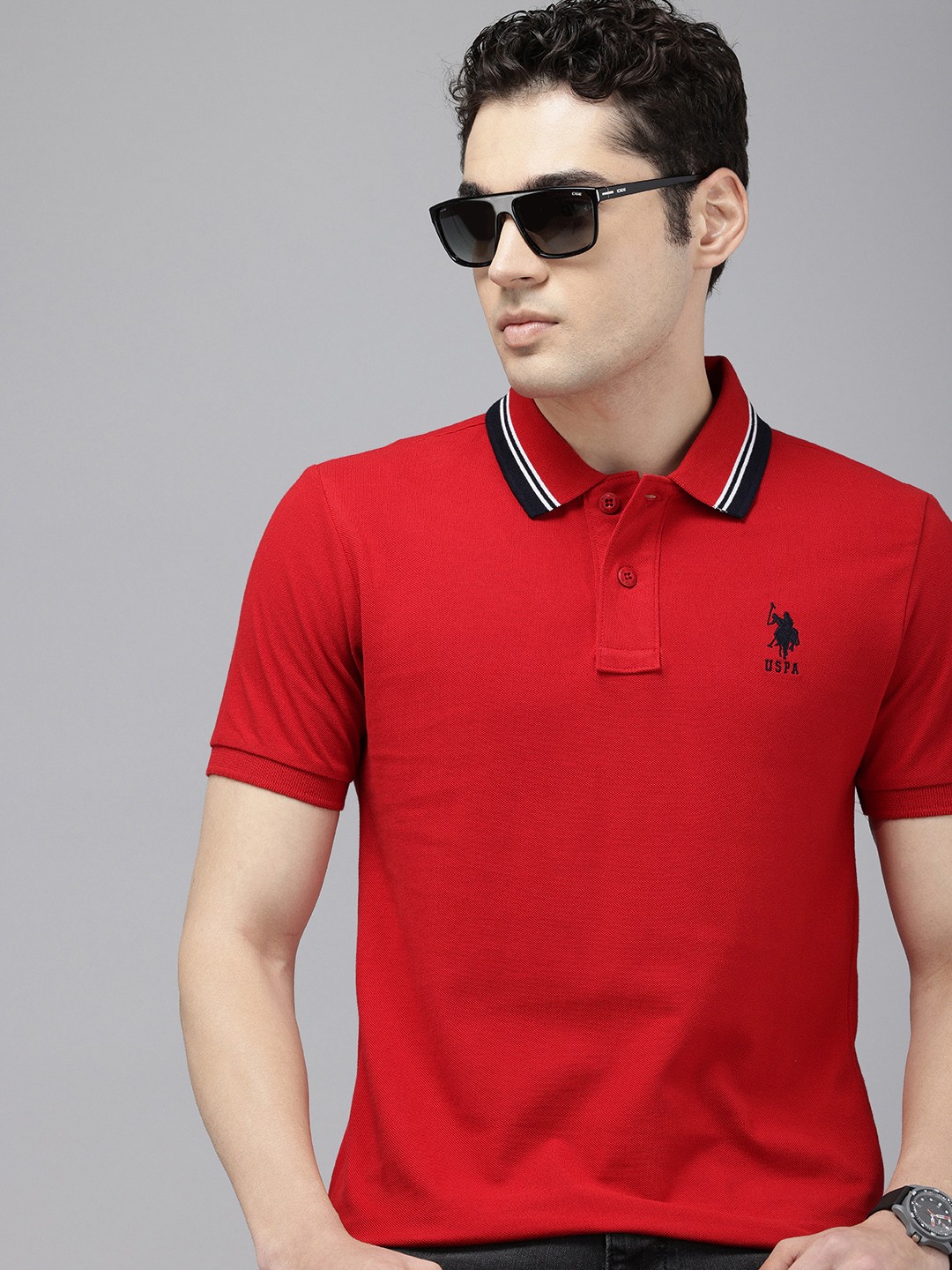 

U.S. Polo Assn. Polo Collar Pure Cotton Slim Fit T-shirt, Red
