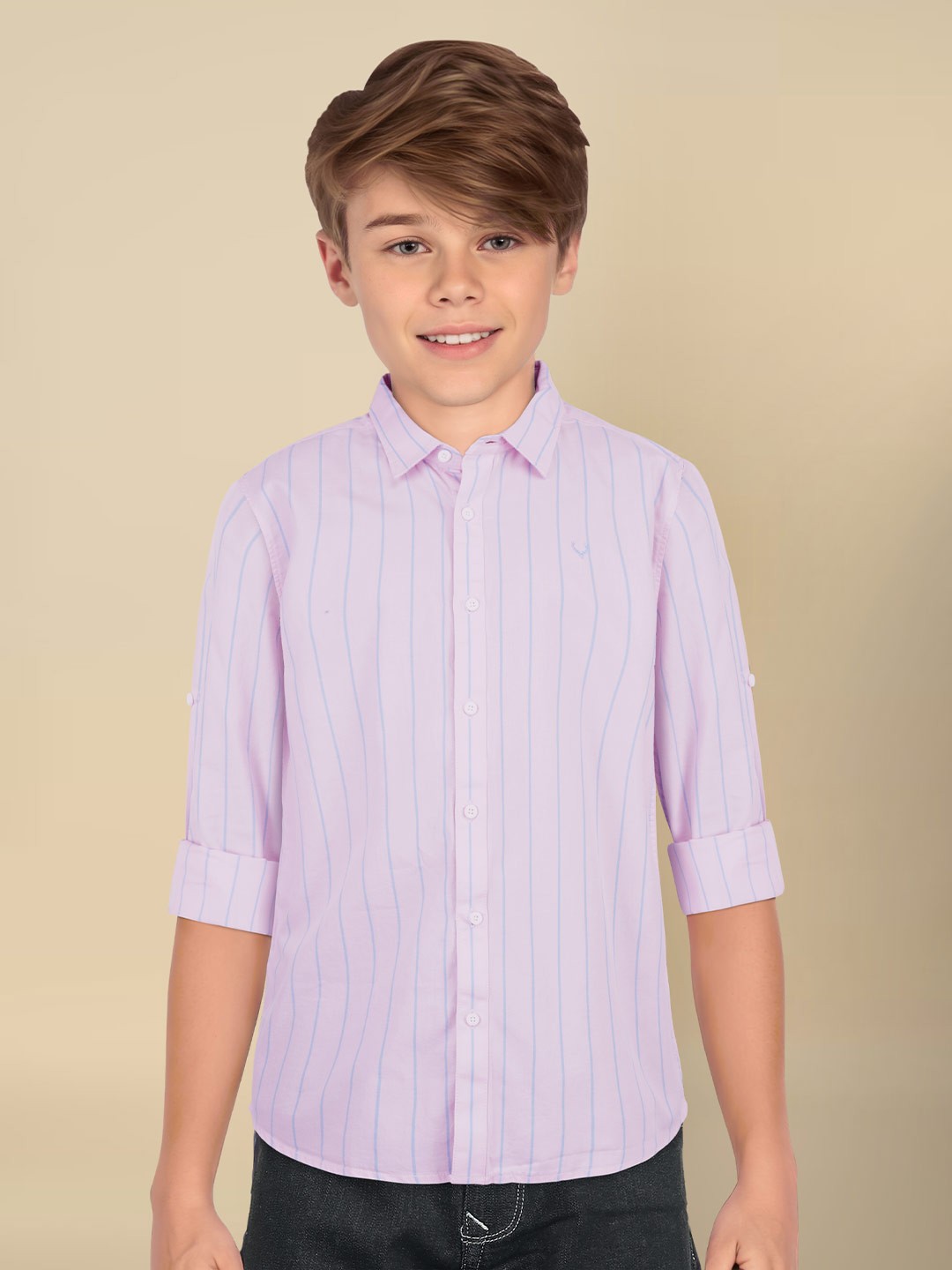 

Allen Solly Junior Boys Spread Collar Striped Cotton Slim Fit Casual Shirt, Pink