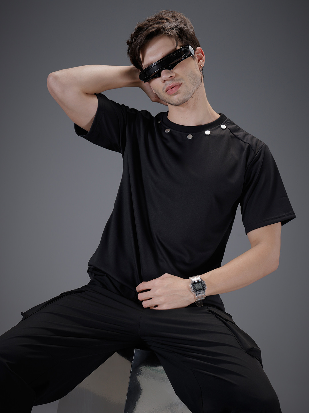 

SOKO STREET Drop-Shoulder Sleeves Relaxed Fit T-shirt, Black